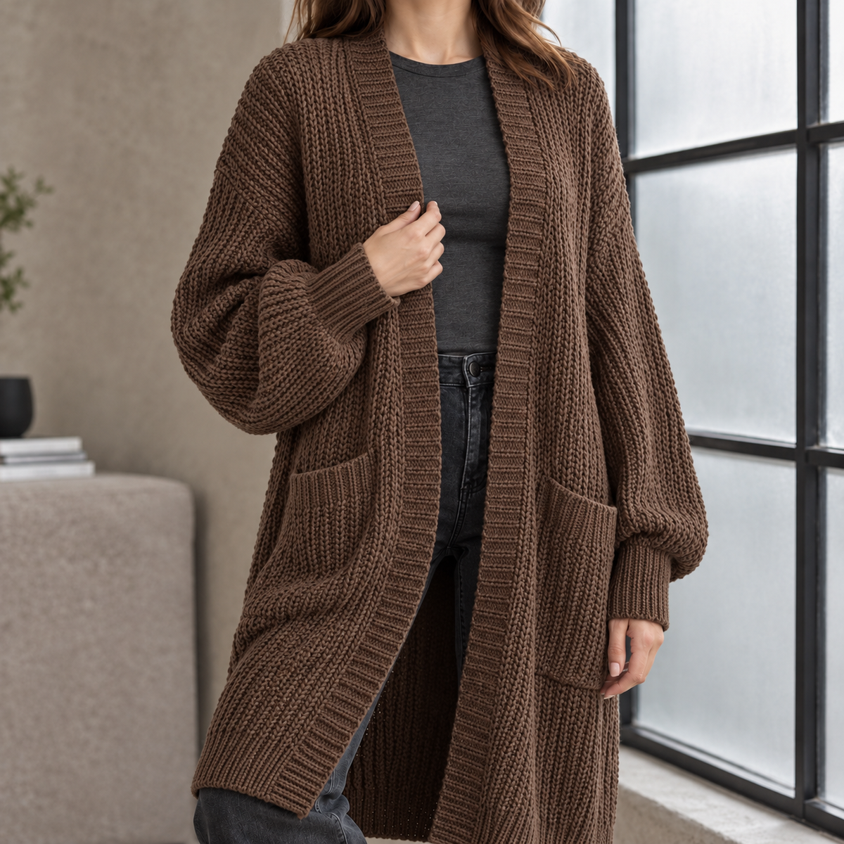 Diana Chunky Cardigan - Brown