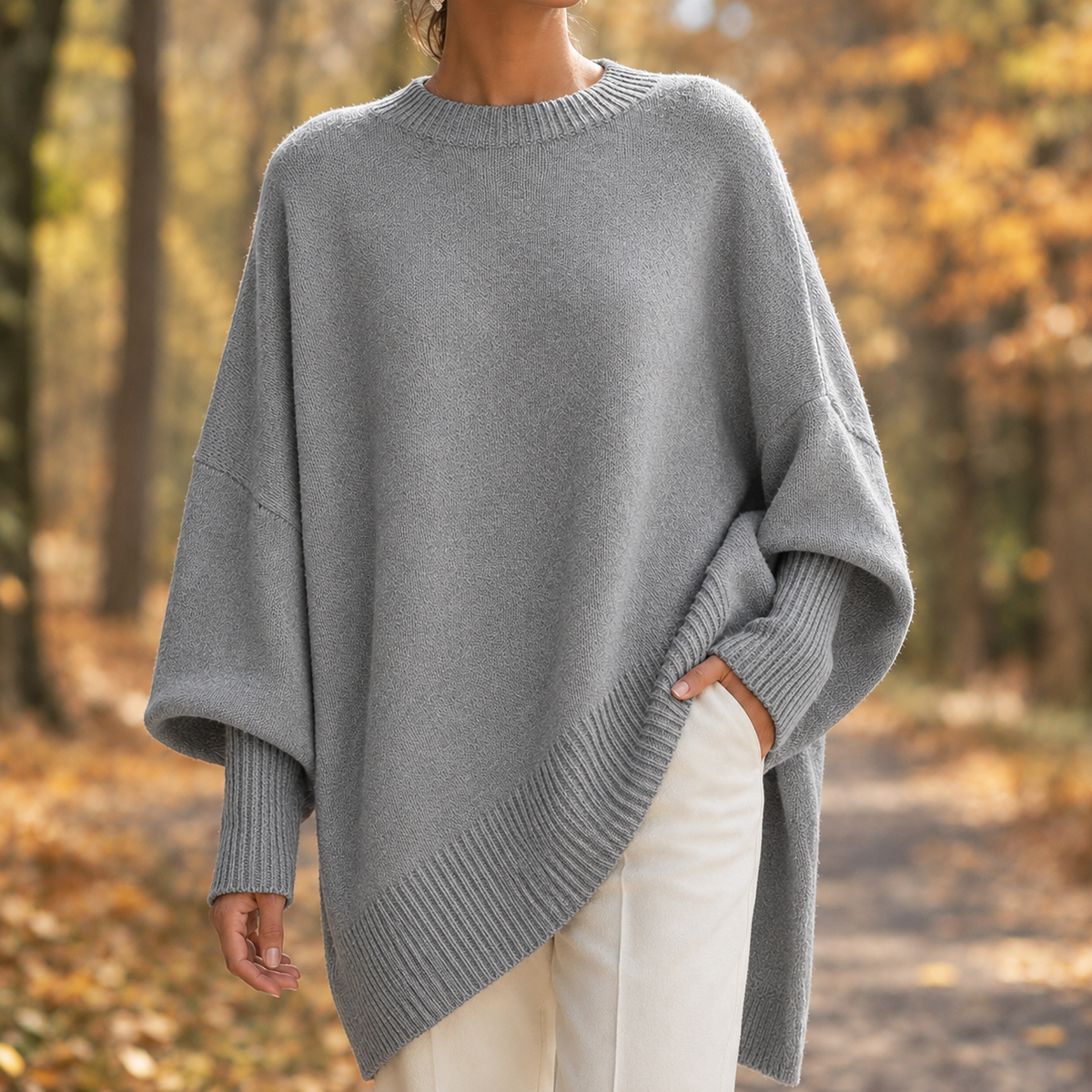 Chiara-Marie Asymmetric Sweater - Gray