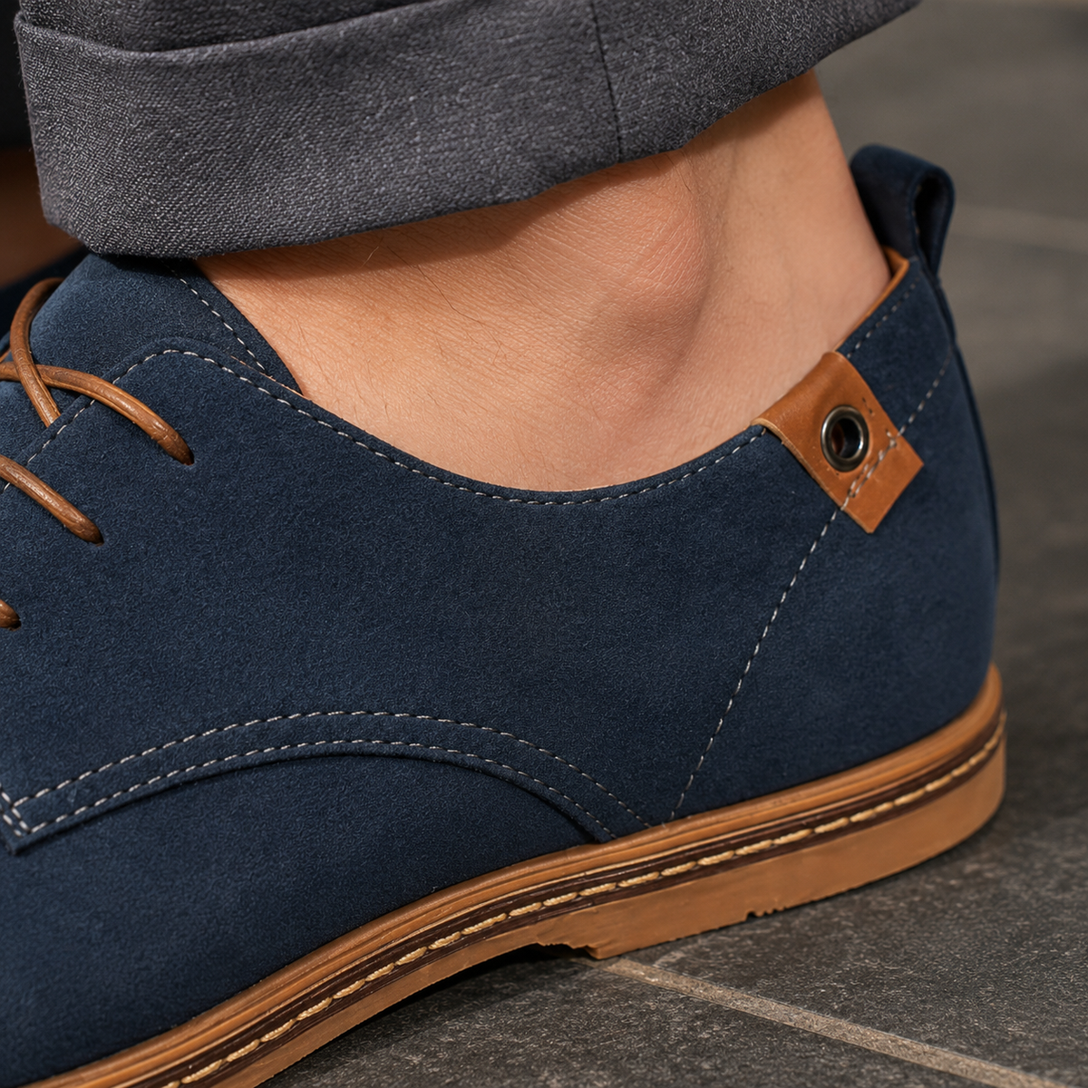 Vittorio Suede Derby Shoes - Lead Product Detail