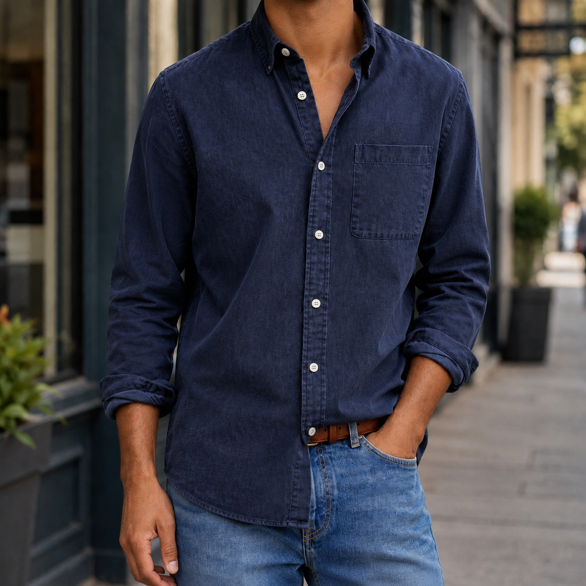 Damian Relaxed Shirt - Dark Blue