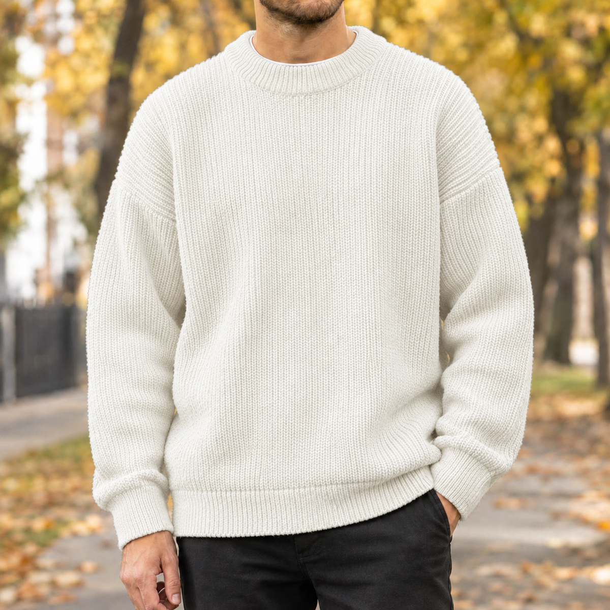 Horace Ribbed Sweater - White