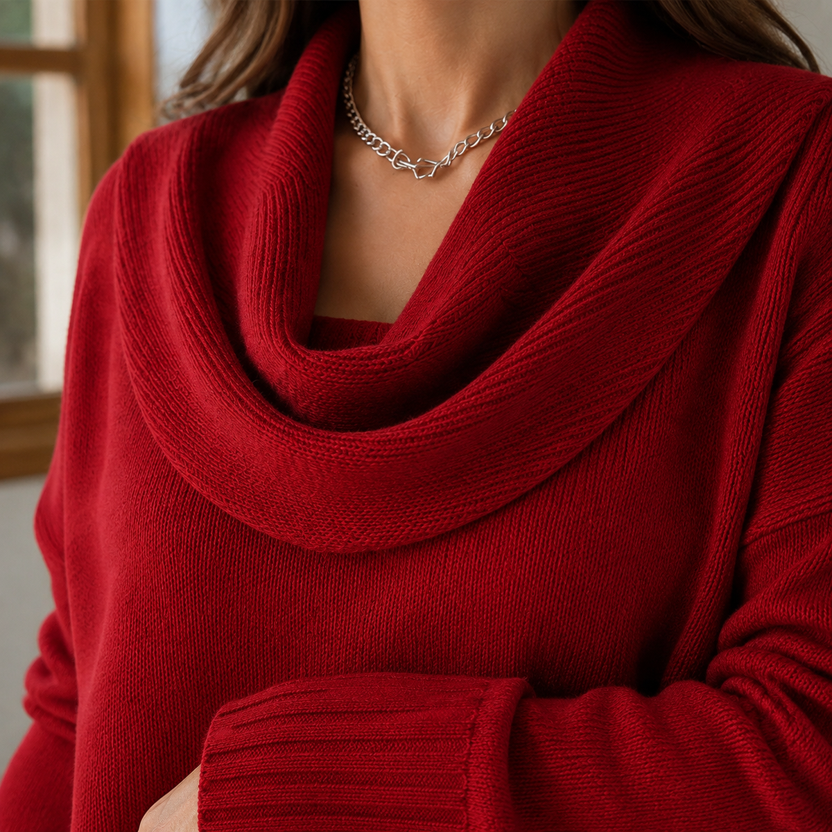 Tallulah Cowl Neck Sweater - Lead Product Detail