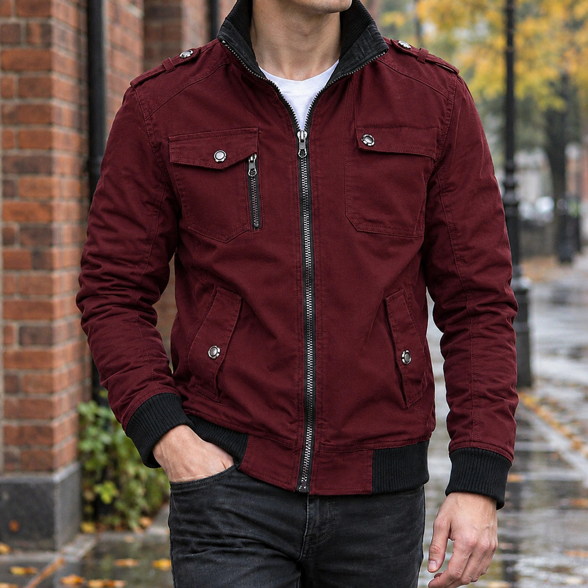 Octavian-West Utility Jacket - Wine Red