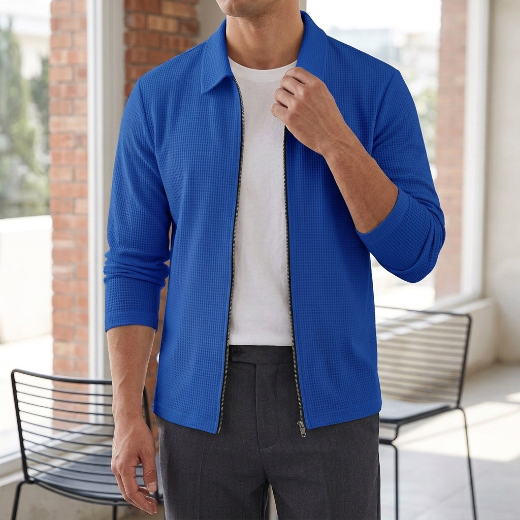 Dorian Waffle Jacket - Sapphire Blue