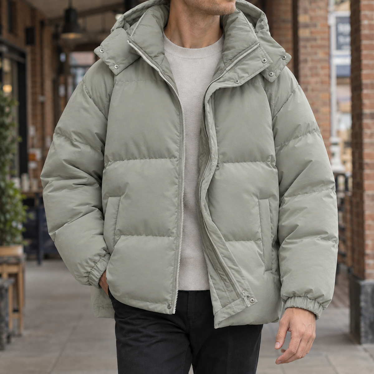Graham Padded Jacket - Gray Green