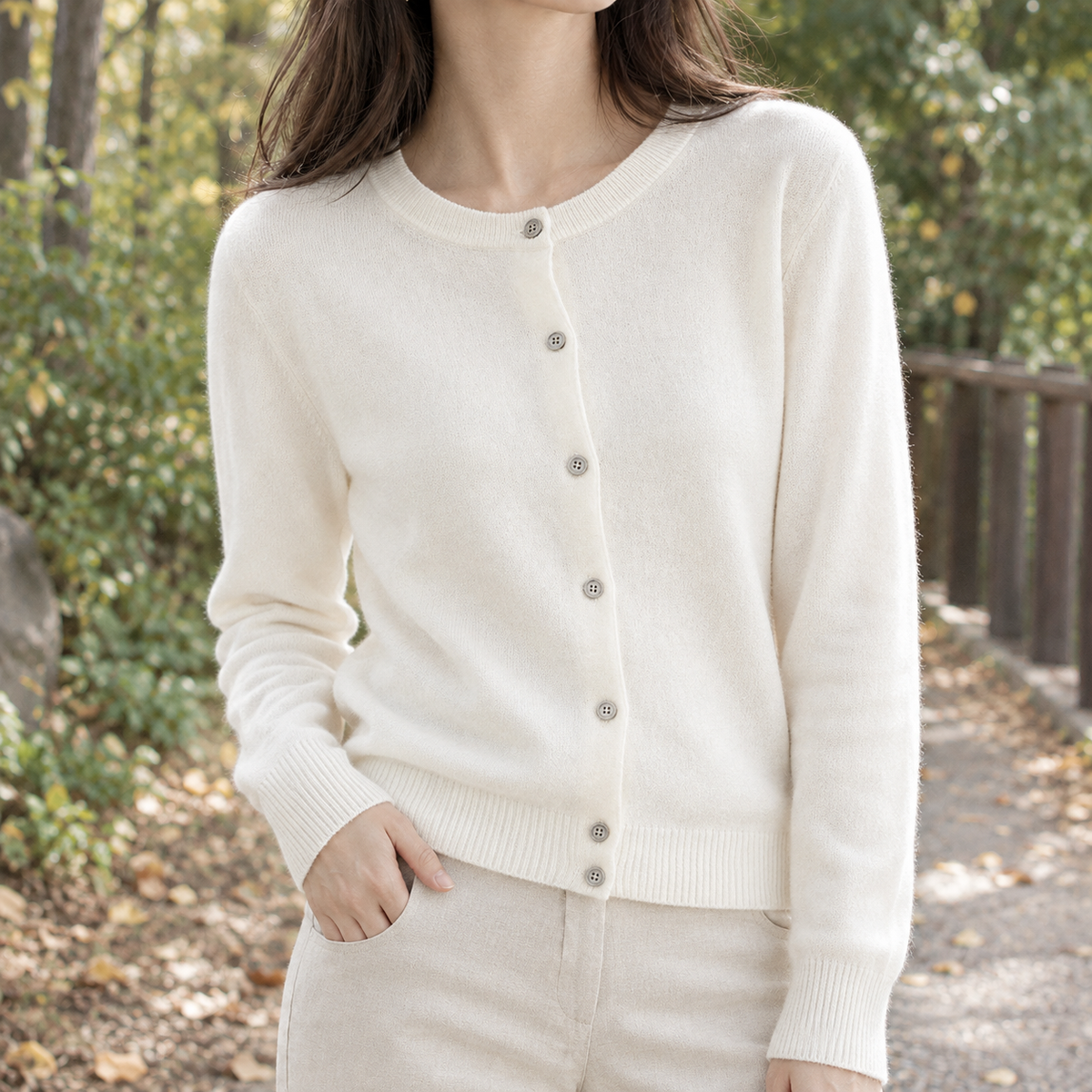 Cecilia-Lane Wool Cardigan - Milk White