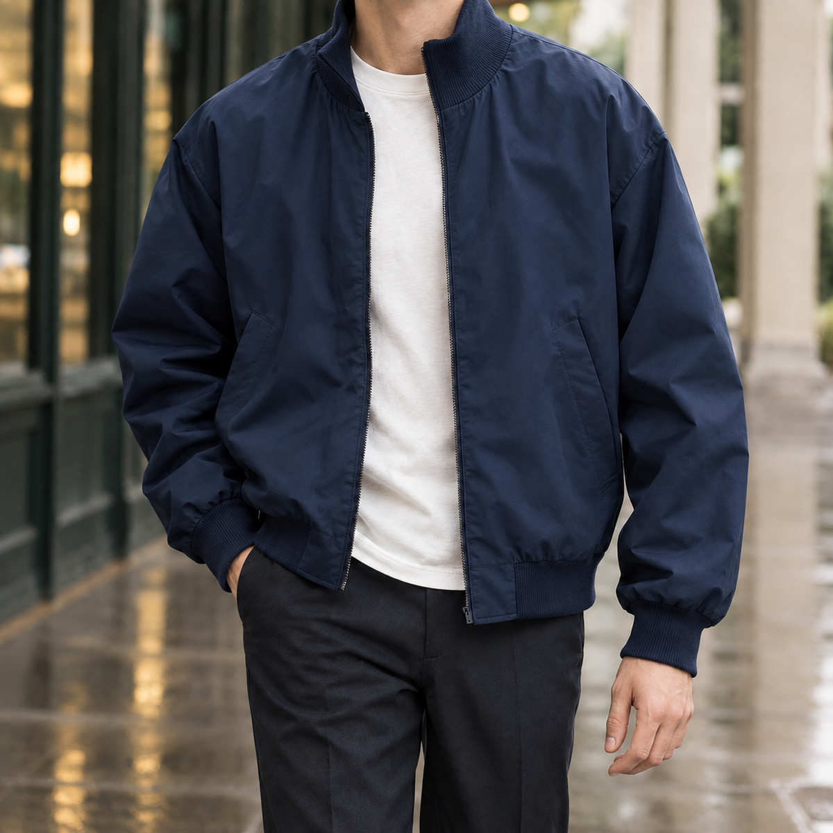 Holden Stand Collar Jacket - Navy Blue