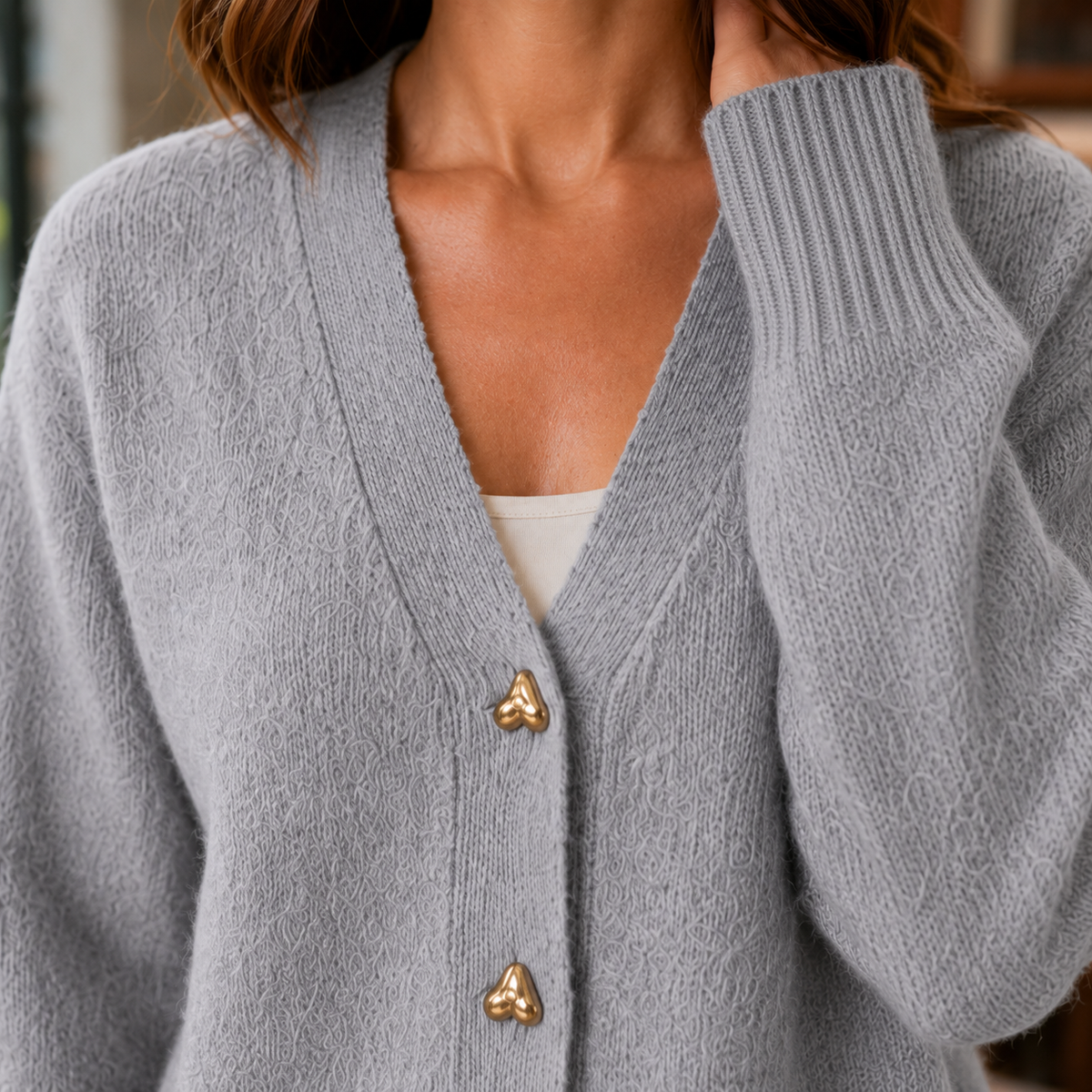 Giselle V-Neck Sweater - Lead Product Detail