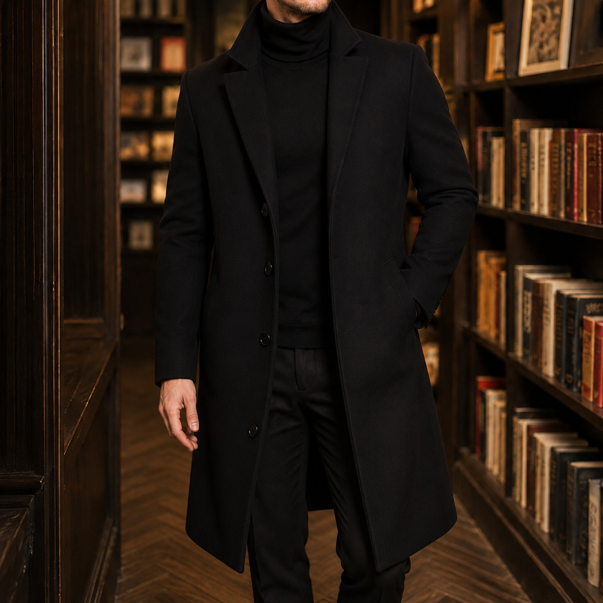 Thaddeus Tailored Overcoat - Black