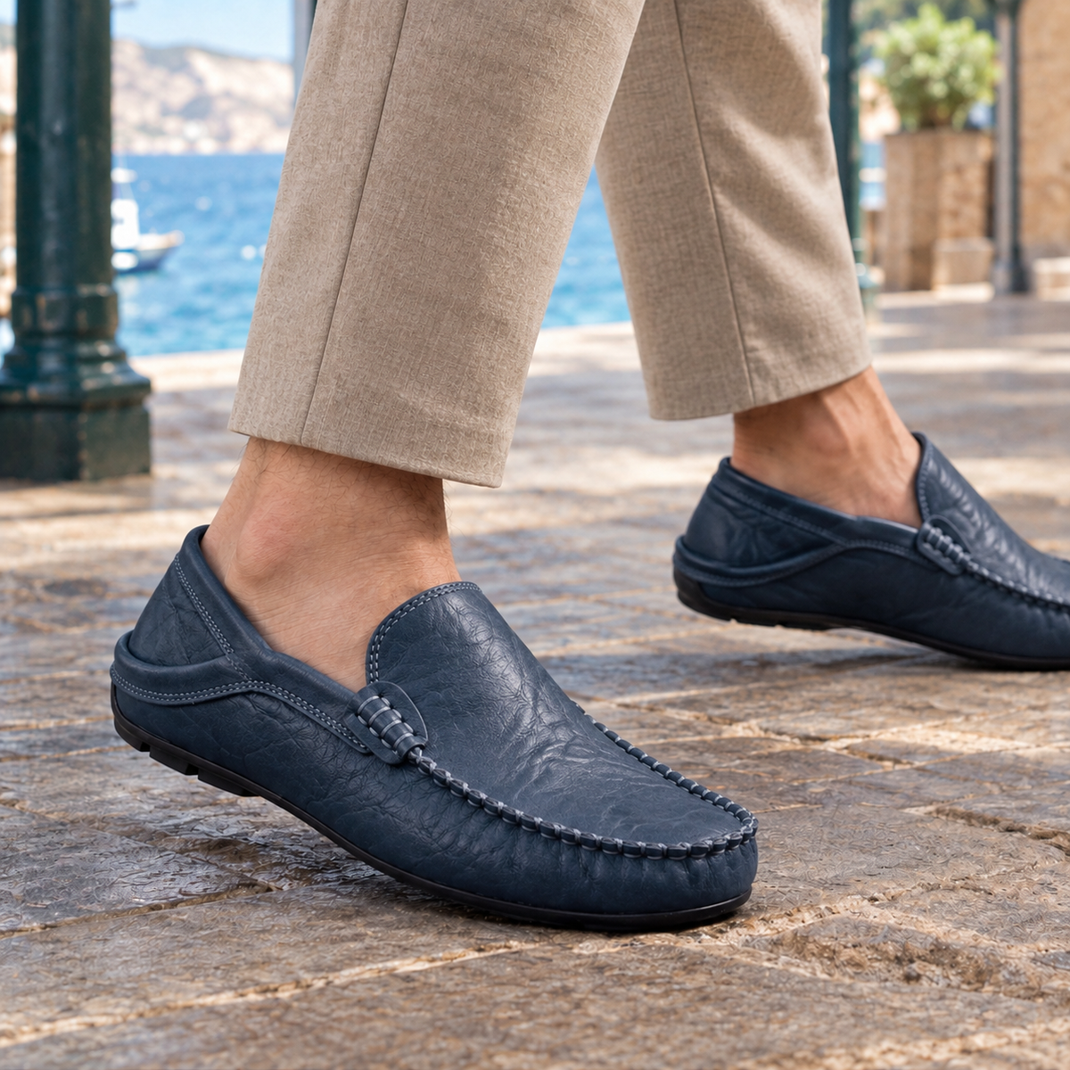 Cardini Leather Loafers - Navy