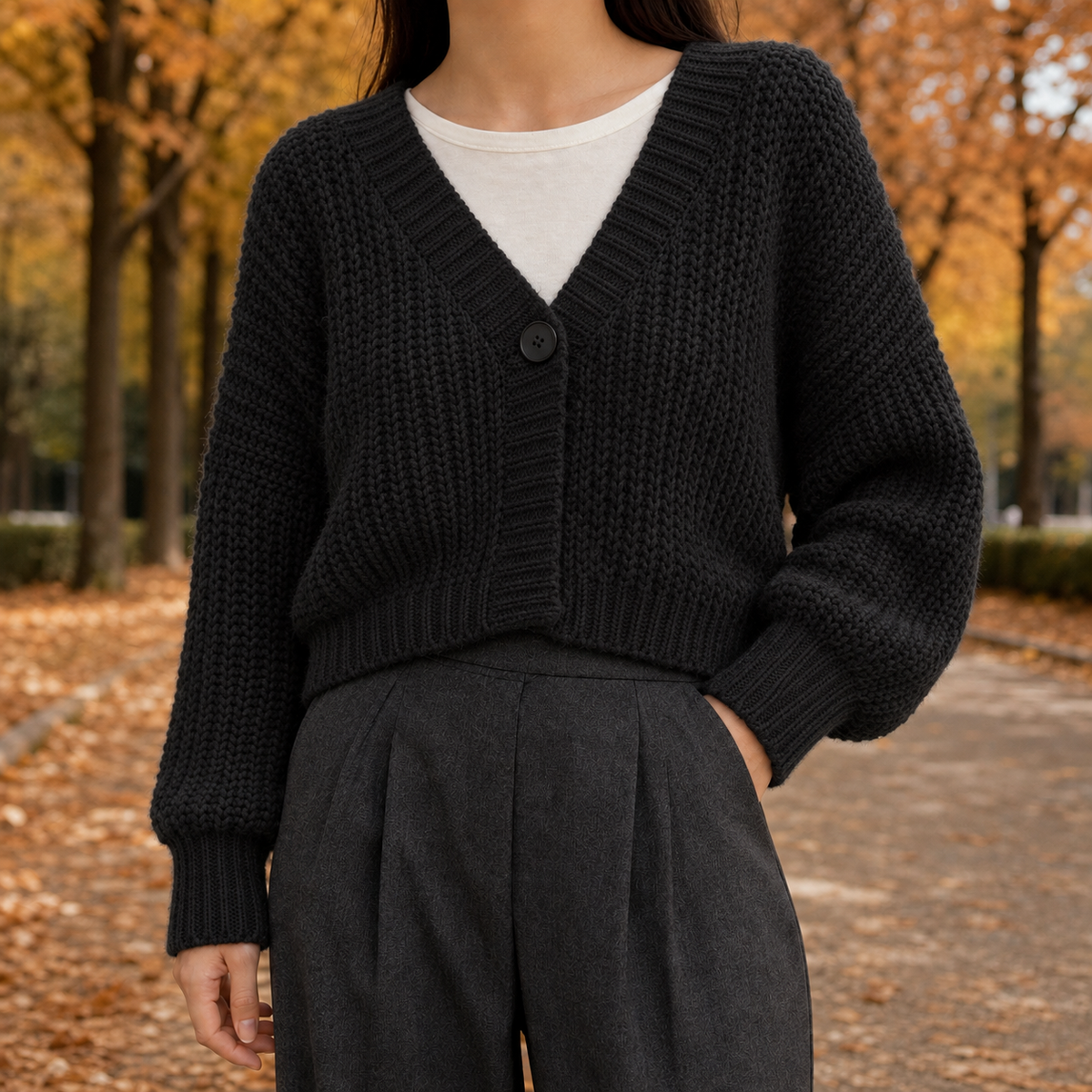 Morwenna-June Chunky Cardigan - Black