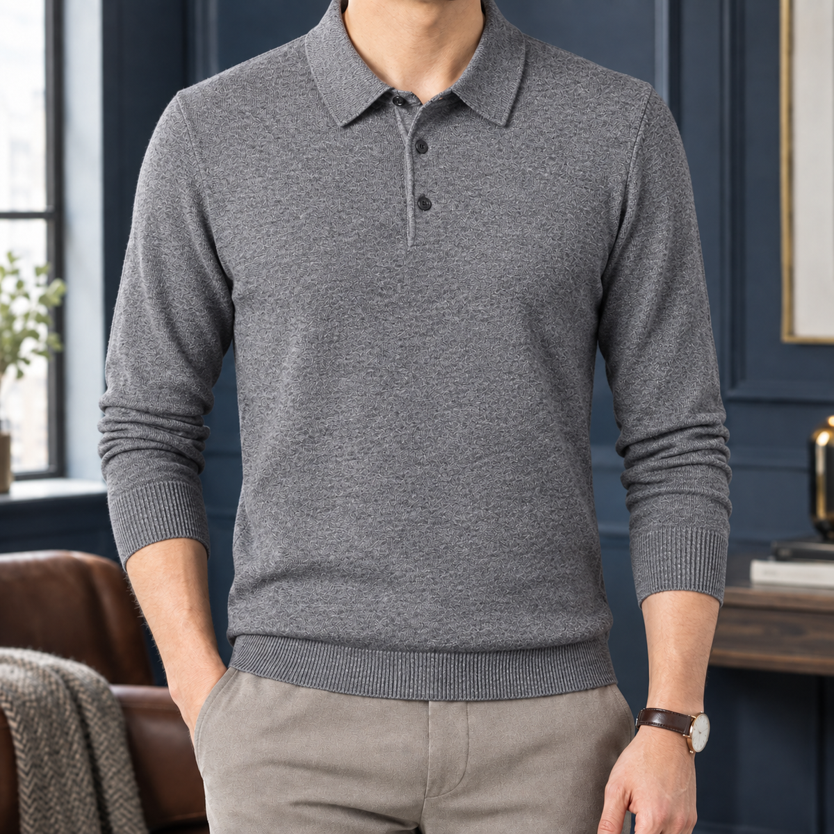 Barnaby Polo Sweater - Medium Gray