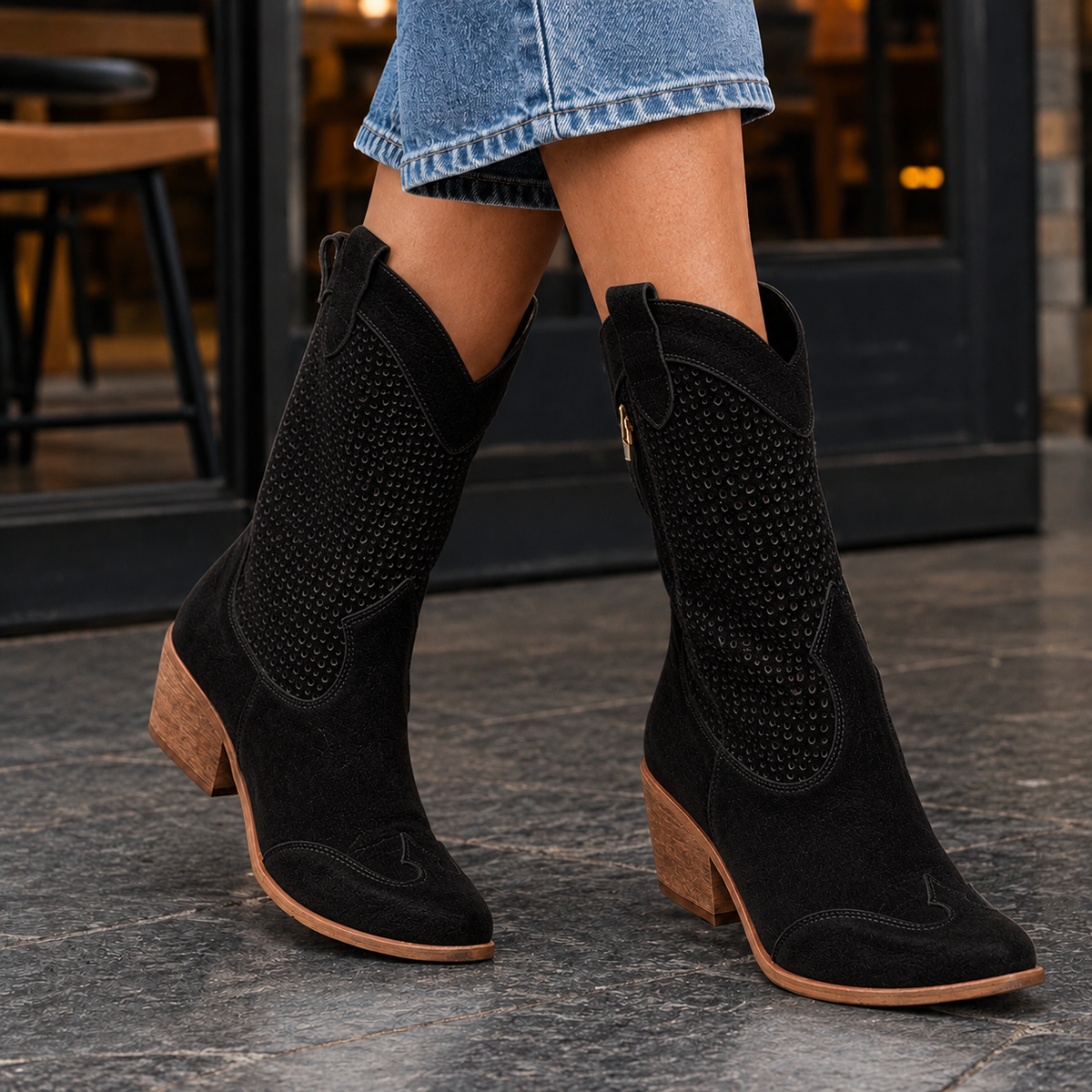 Alessi Leather Boots - Black