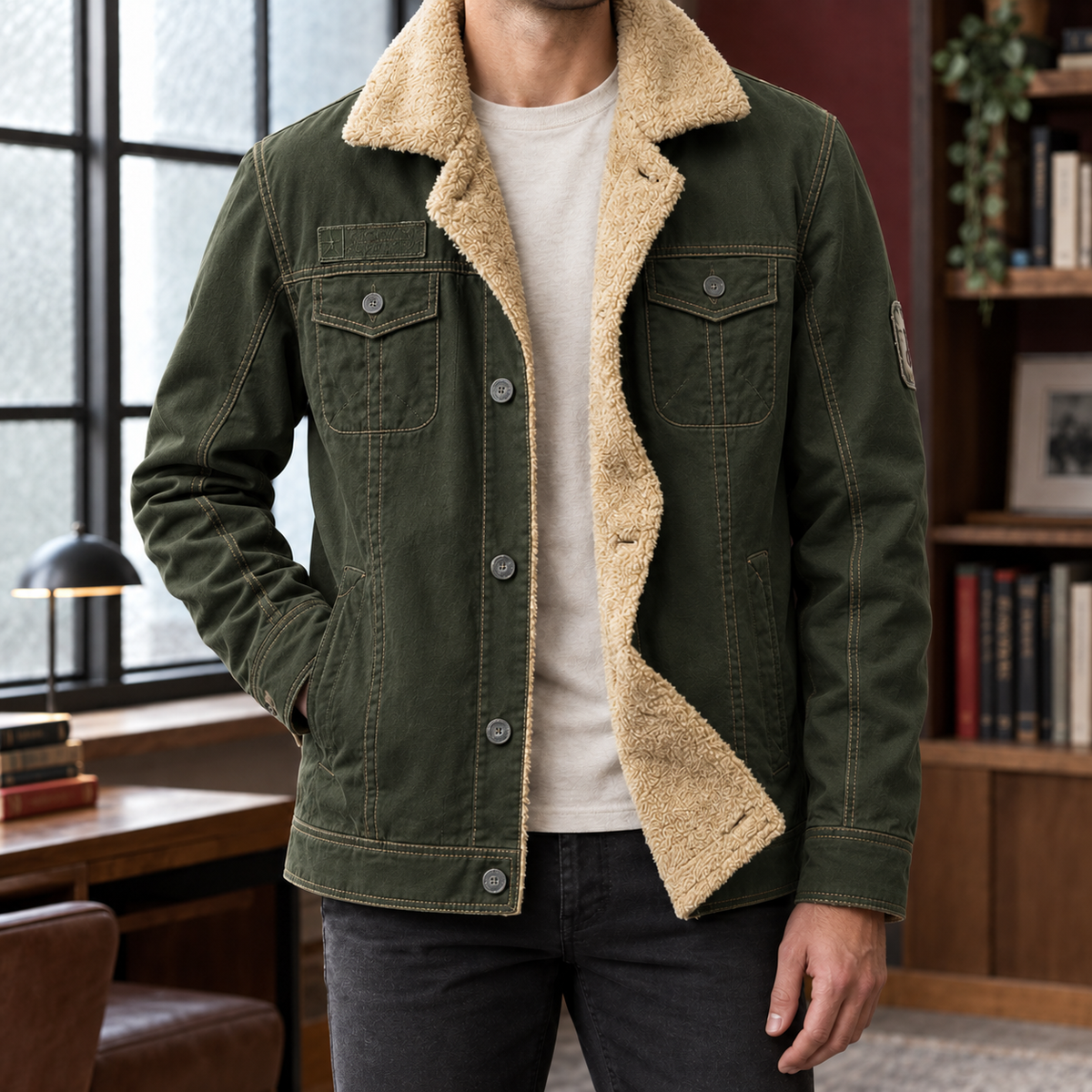 Cuthbert Utility Jacket - Army Green