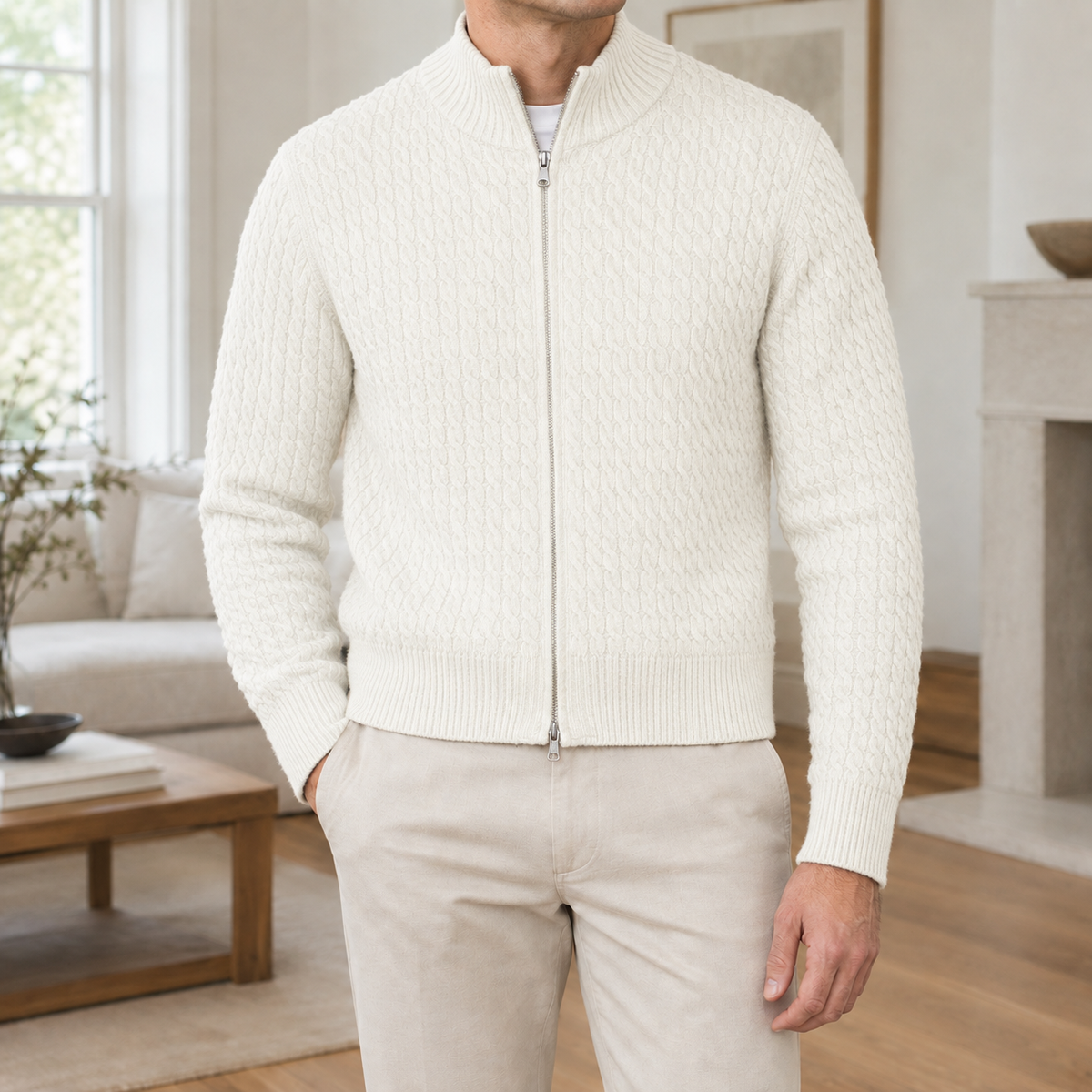 Ambrose Cable Knit Sweater - White