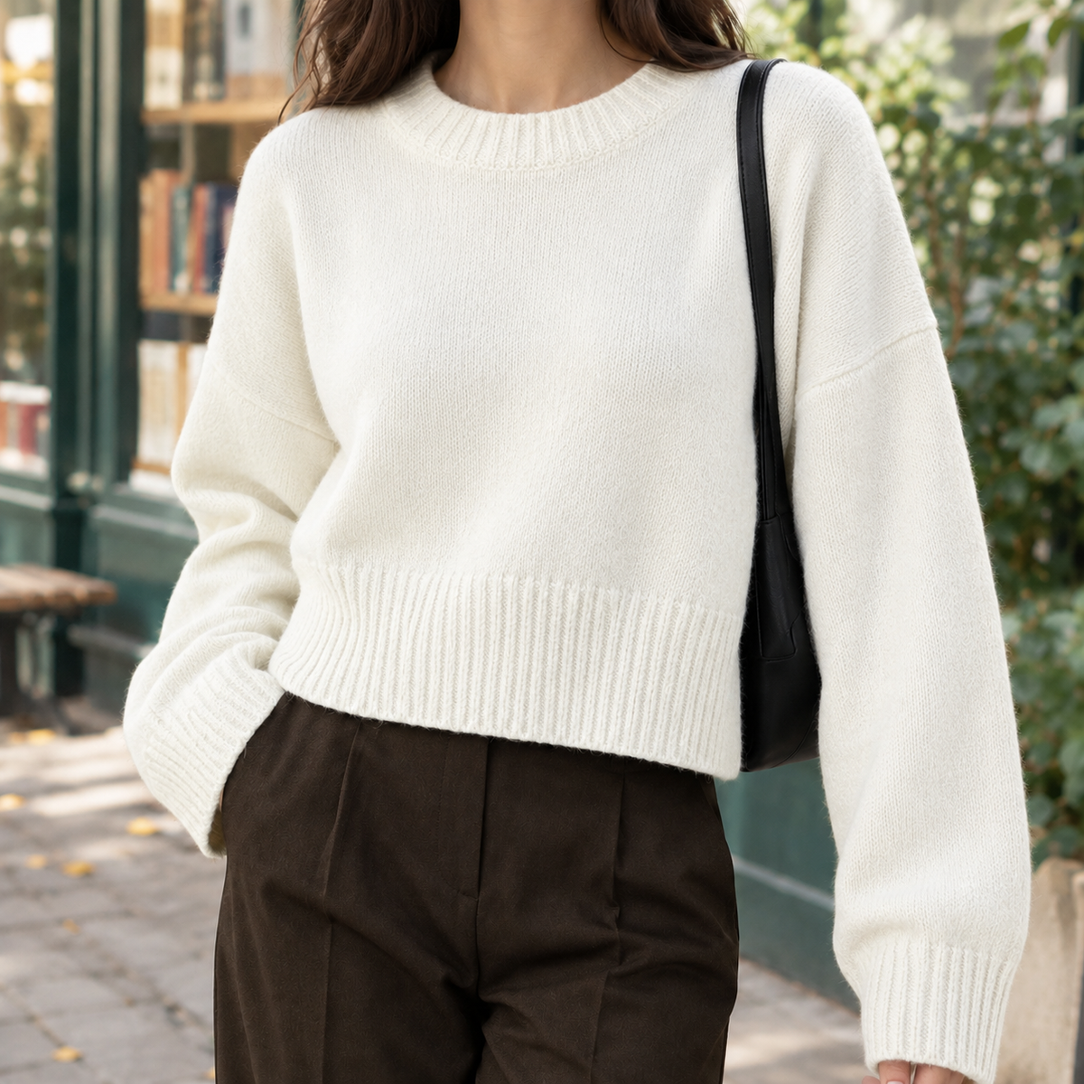Berenice Cropped Sweater - Milky White