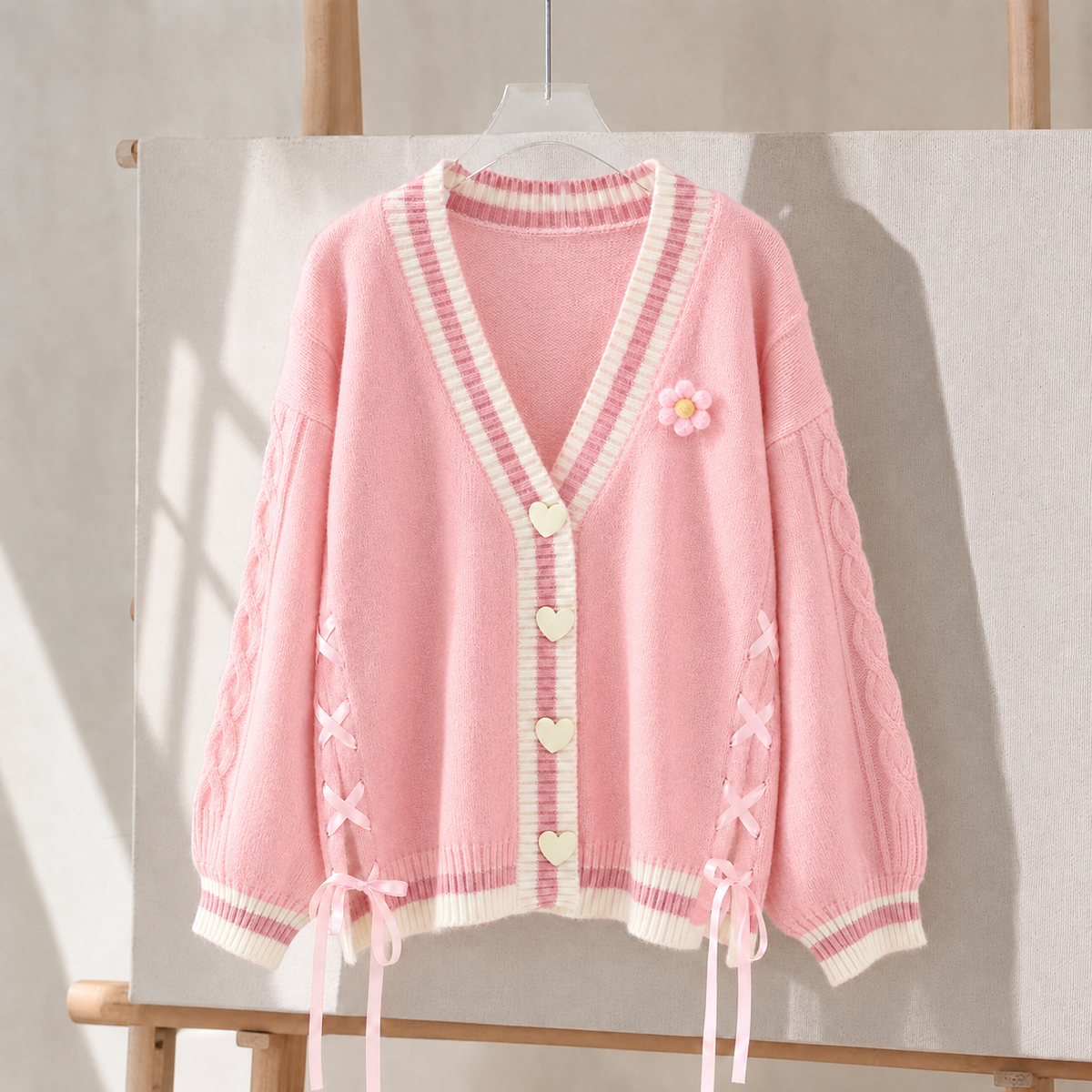 Elle Ribbon Cardigan - Pink