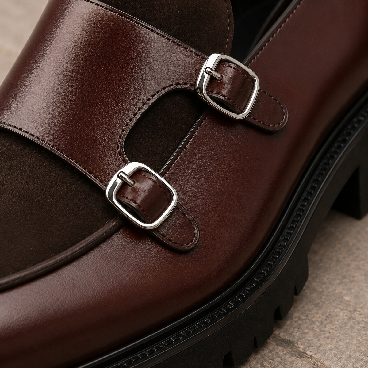 Serrano Monk Strap Shoes - Lead Product Detail