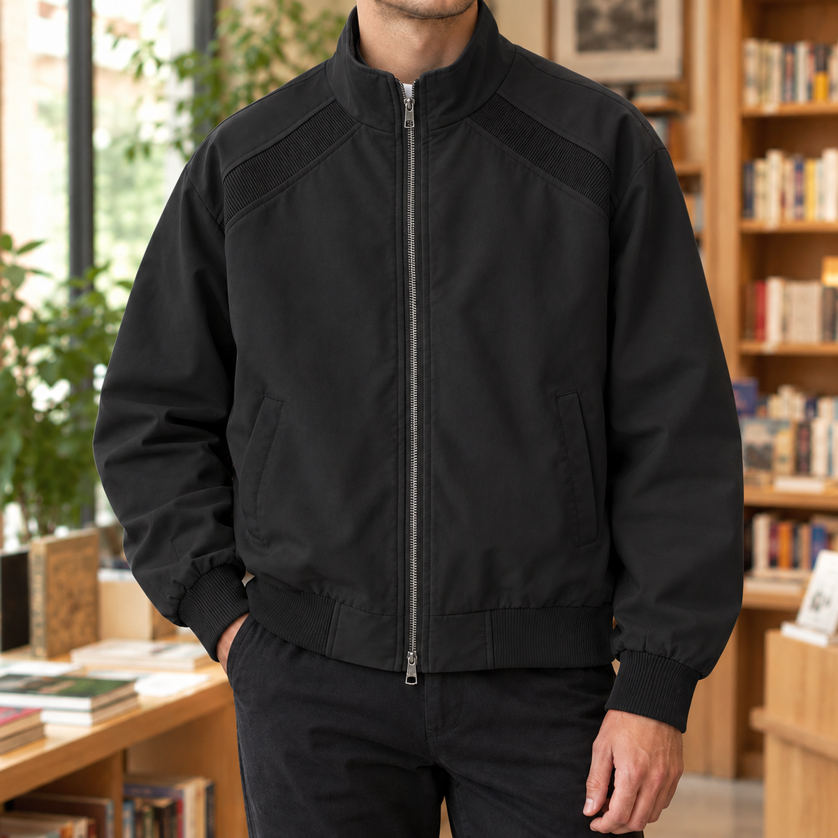 Lachlan Stand Collar Jacket - Black