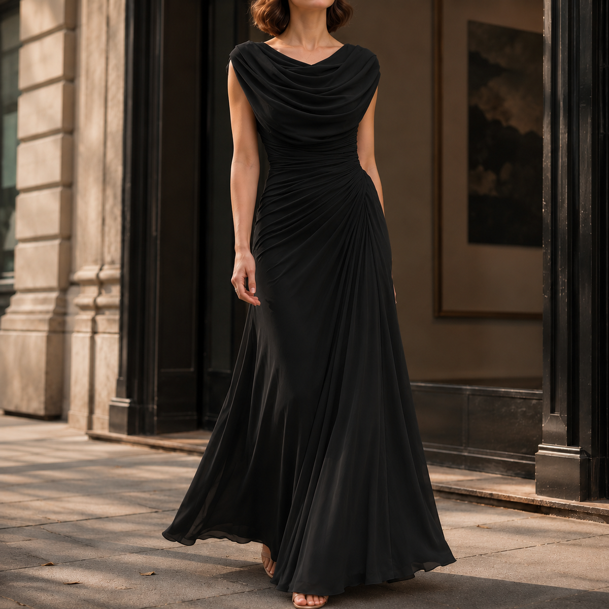 Sylvie-Skye Cowl Maxi Dress - Black