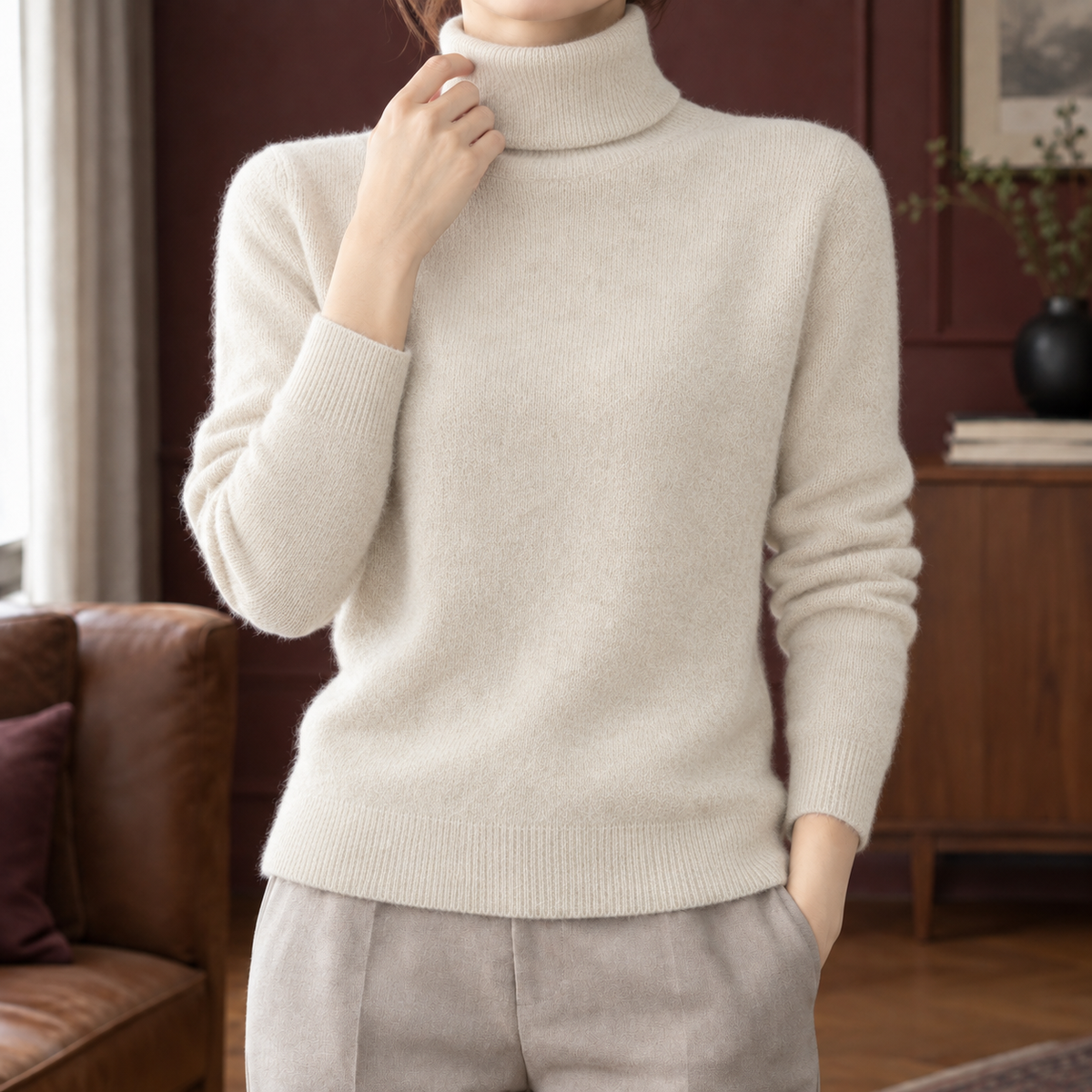 Cecilia Turtleneck Sweater - Beige