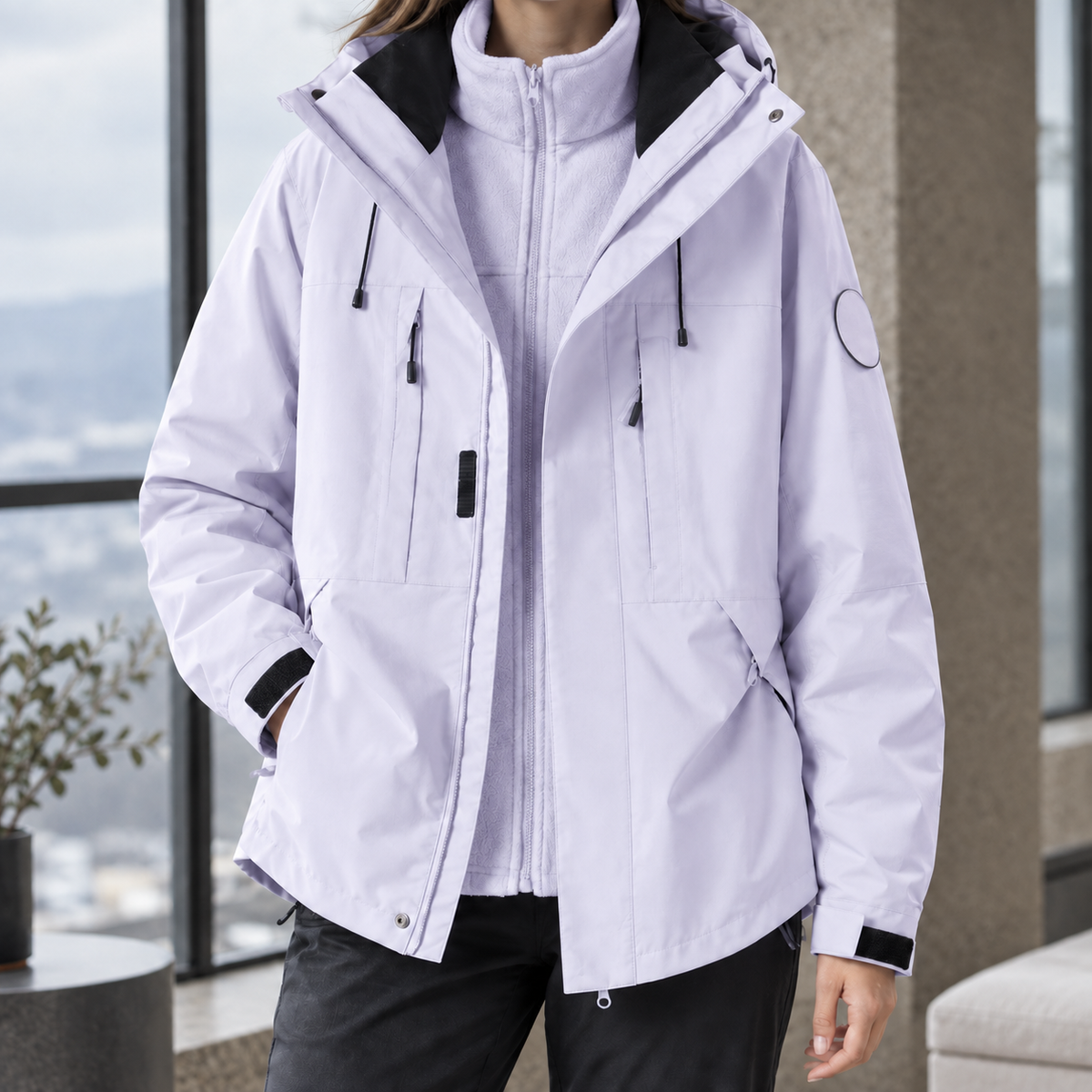 Dorothea Three-In-One Jacket - Travel Outfit - White Vine Purple
