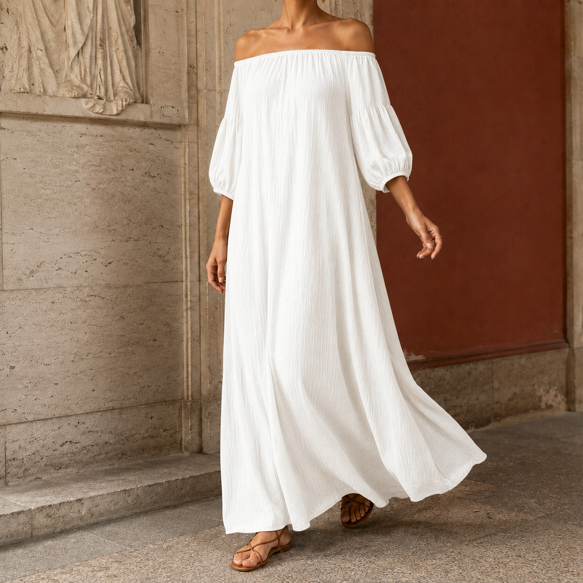 Geraldine Off-Shoulder Maxi Dress - White