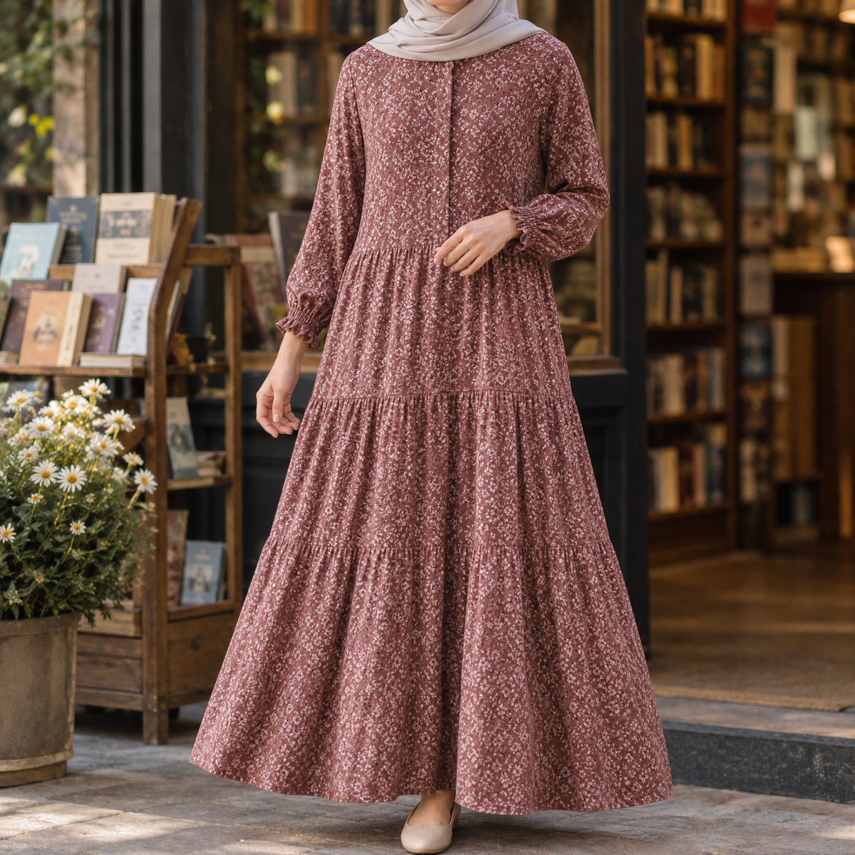 Alexia-Rose Tiered Maxi Dress - Wine Red