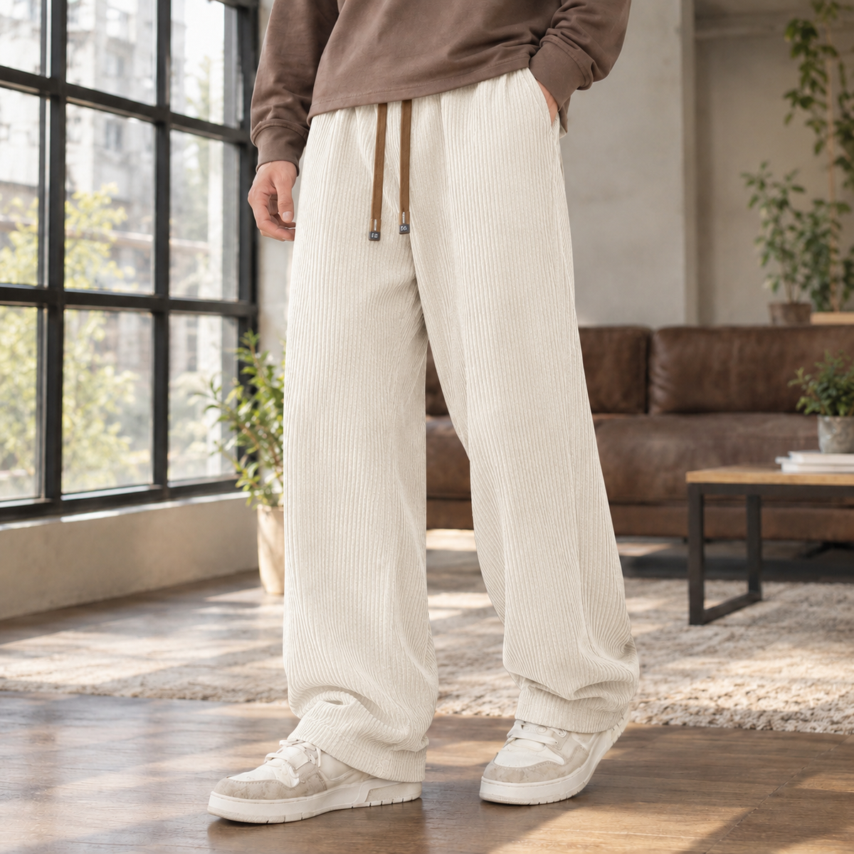 Sebastien Relaxed Corduroy Pants - Apricot