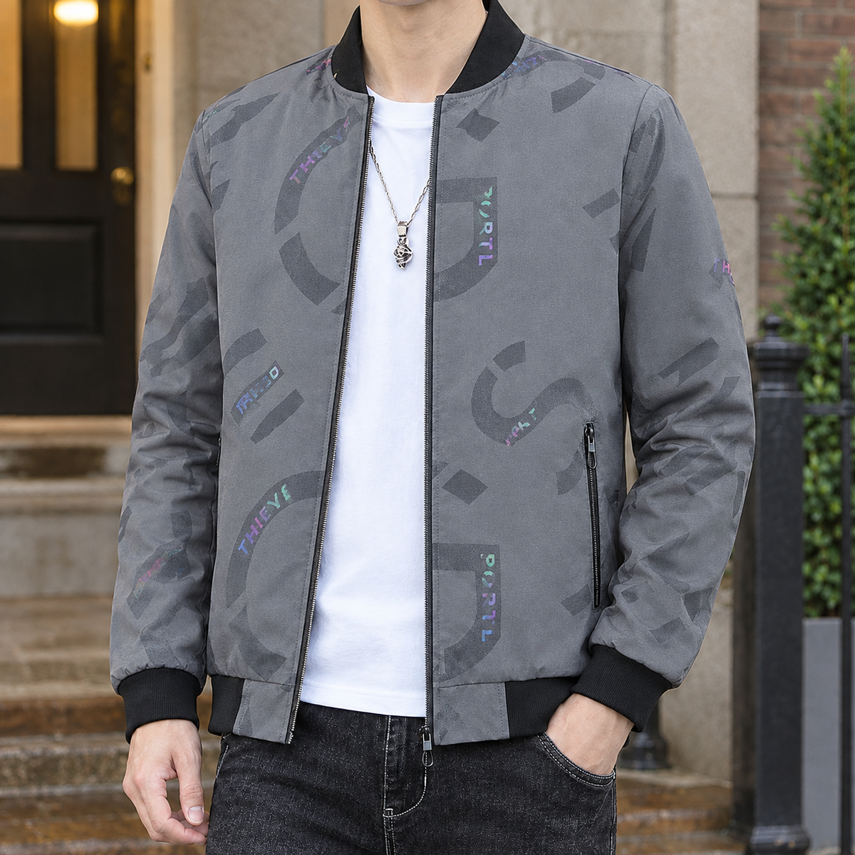 Zachary Graphic Jacket - Gray