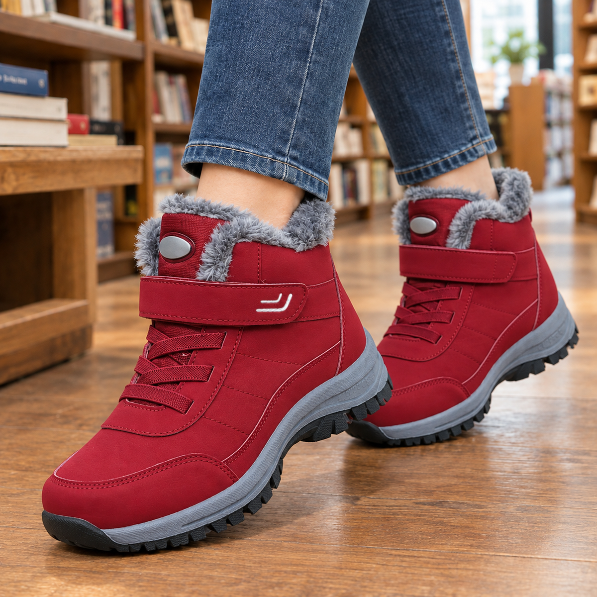 Borghese Fleece-Lined Boots - Red