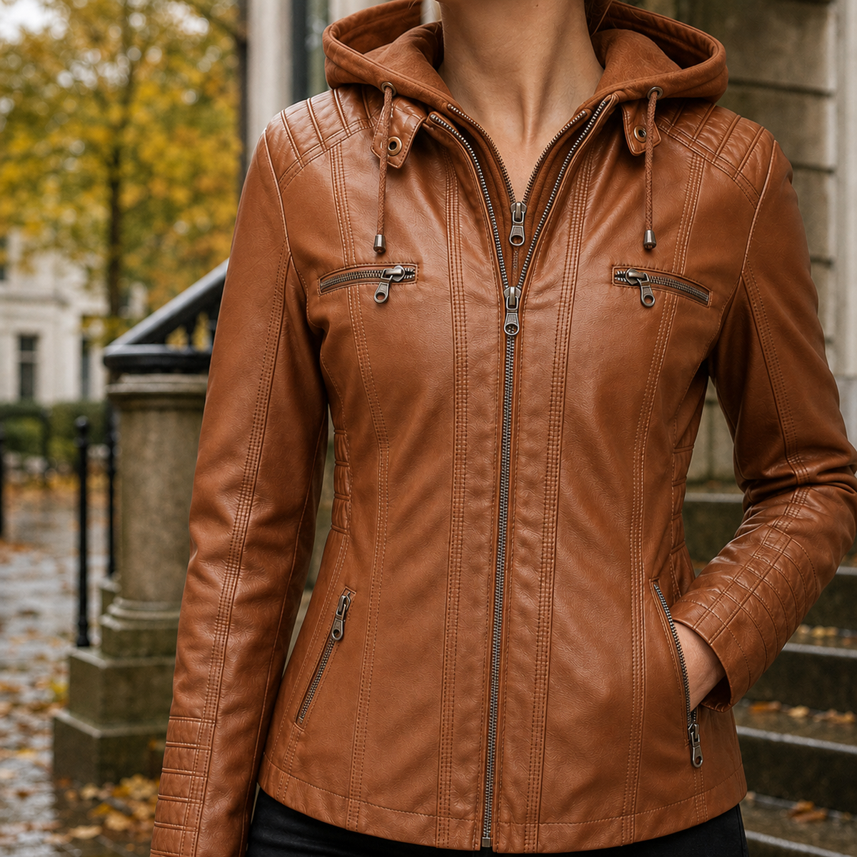 Maxine-Jade Hooded Jacket - Camel
