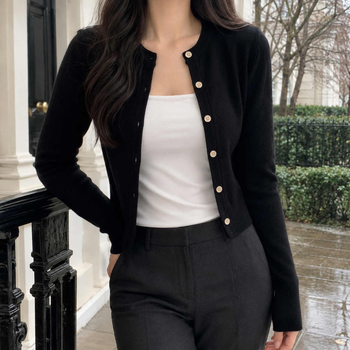 Solene-June Slim Cardigan - Black