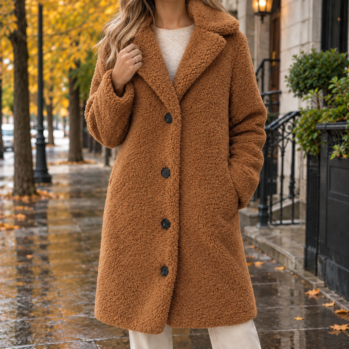 Becca-Grace Teddy Overcoat - Brown