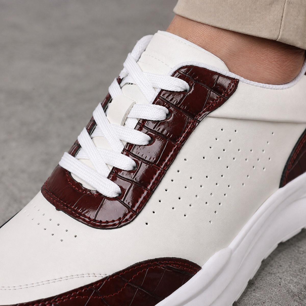 Calvino Croc Embossed Sneakers - Lead Product Detail