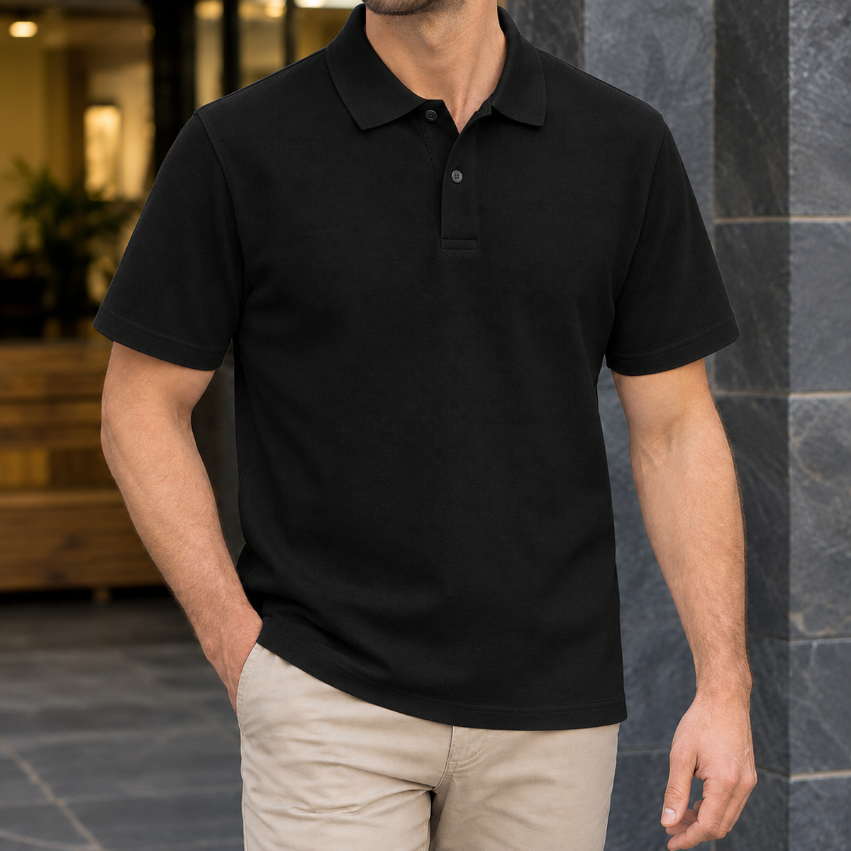 Jamie-Miles Cotton Polo - Black