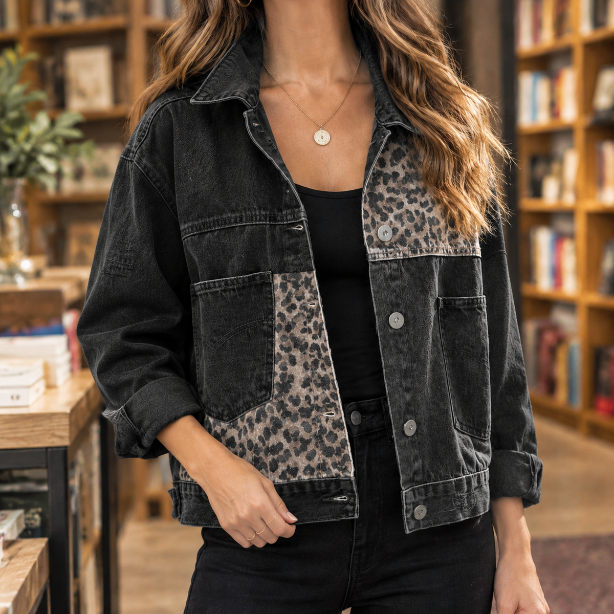 Amandine Patchwork Jacket - Black