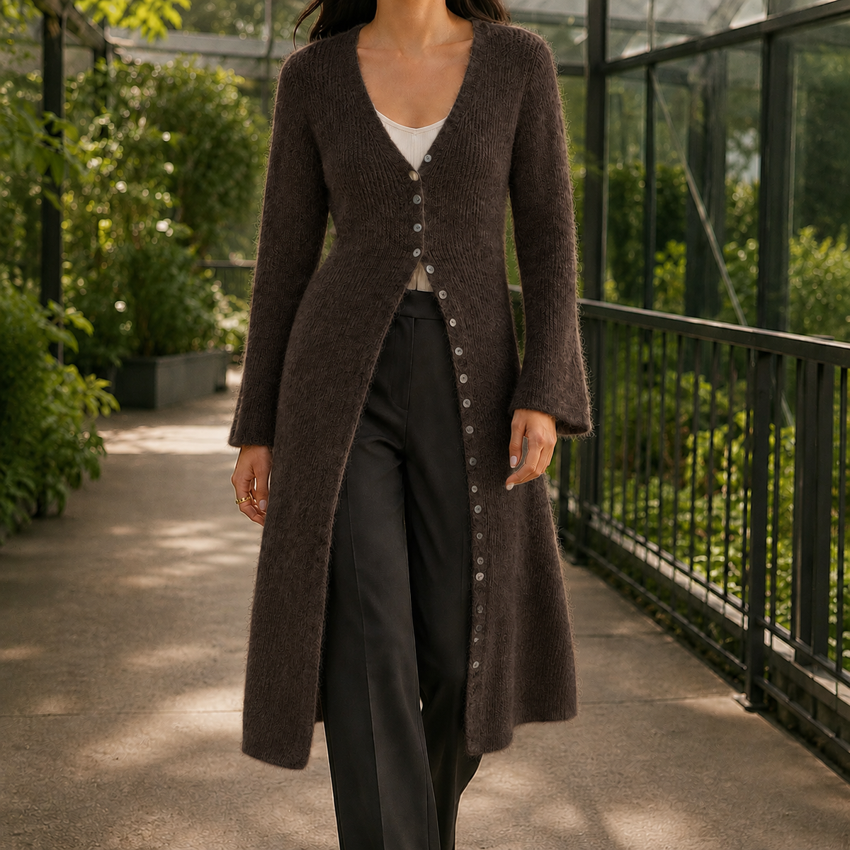 Laurel V Neck Sweater - Dark Brown