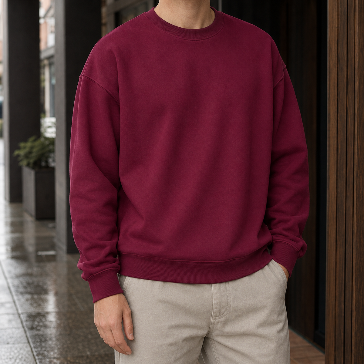 Isaac Relaxed Sweatshirt - Burgundy