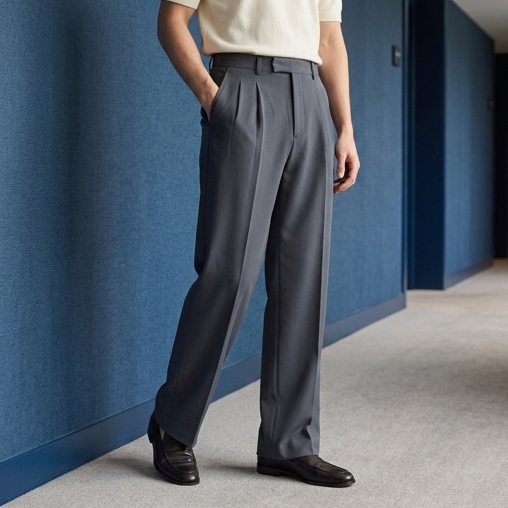 Mason Pleated Pants - Dark Gray
