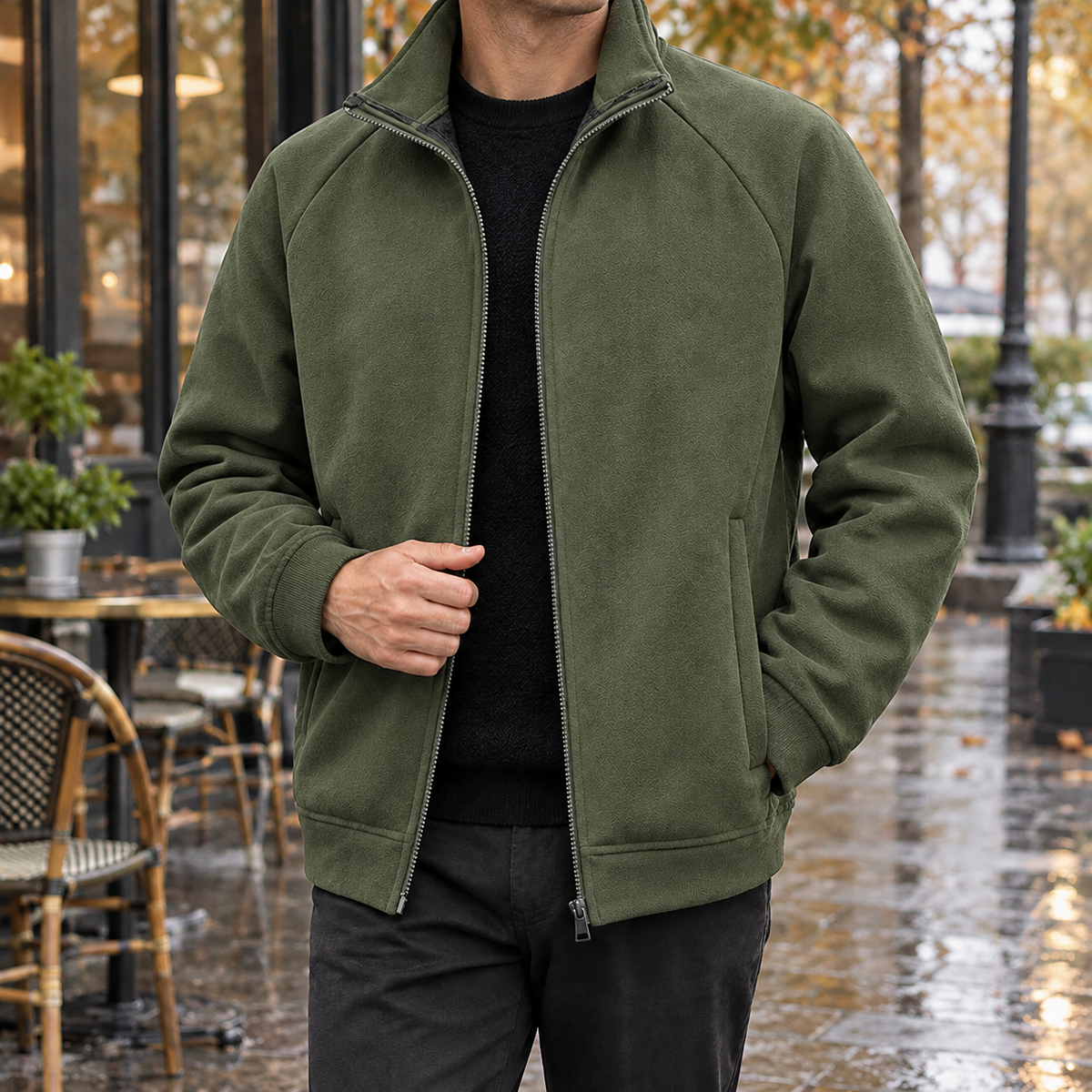 Blaise-Ellis Zip Front Jacket - Military Green
