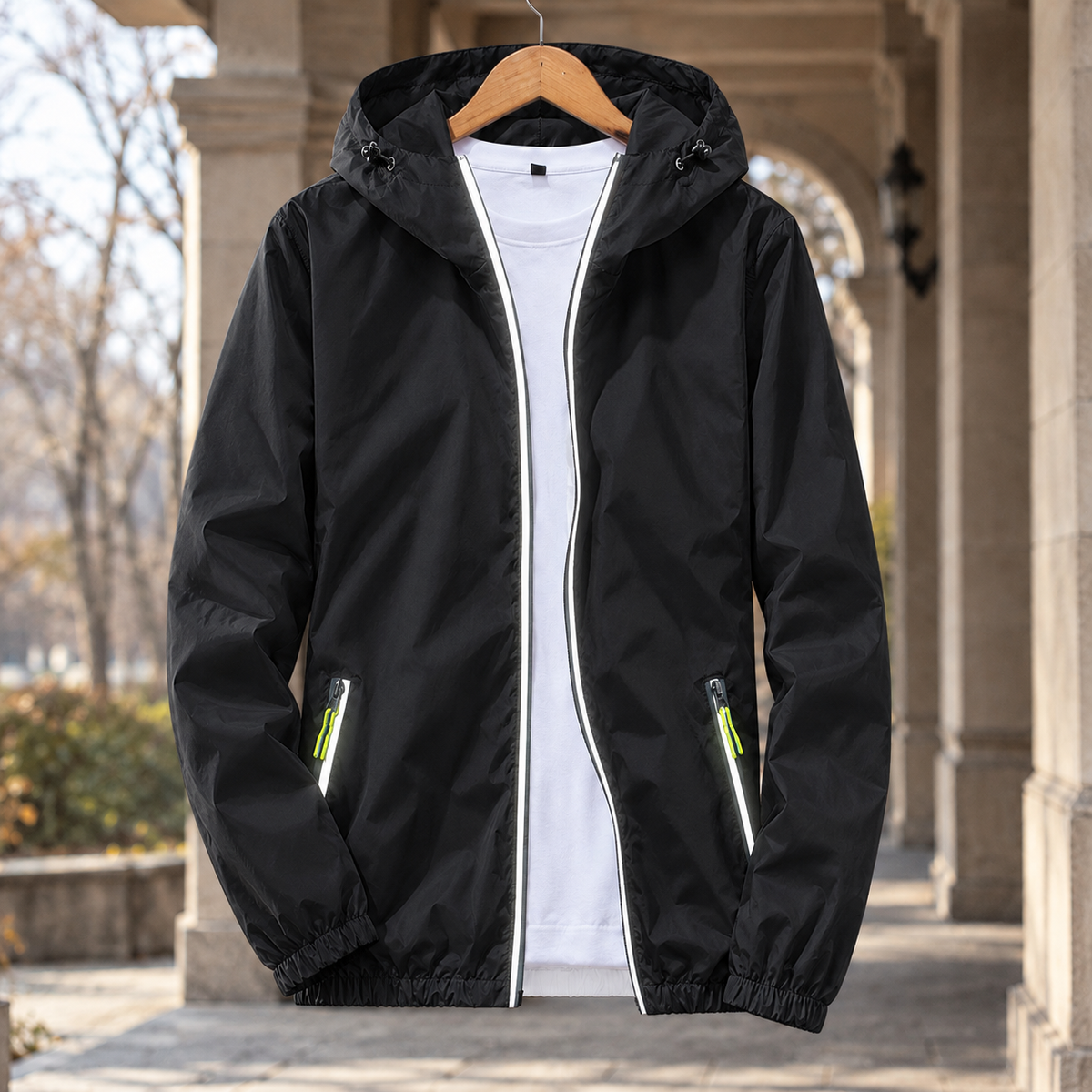 Odilon-Grey Reflective Zip Jacket - Reflective Black