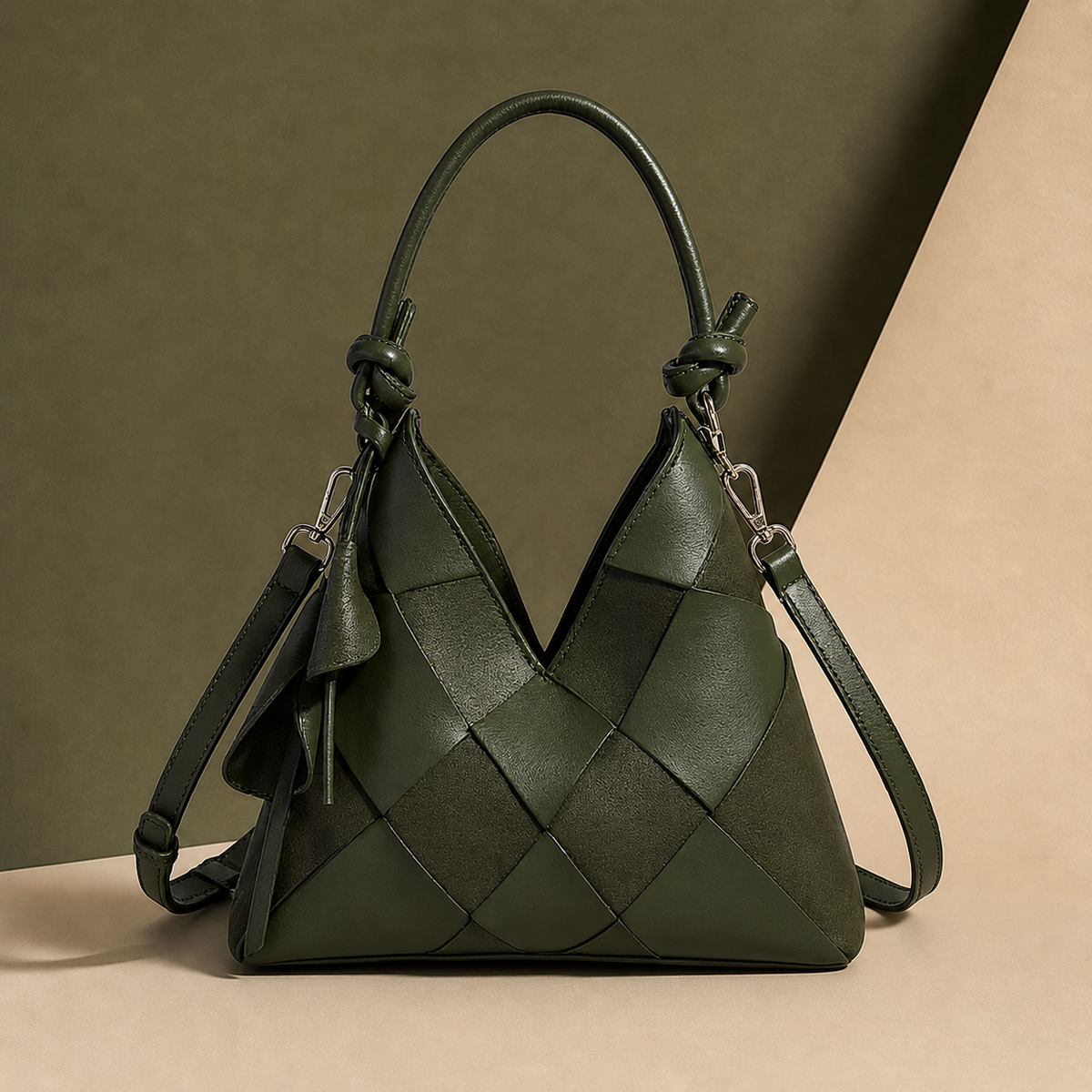Bellagio Woven Shoulder Bag - Forest Green