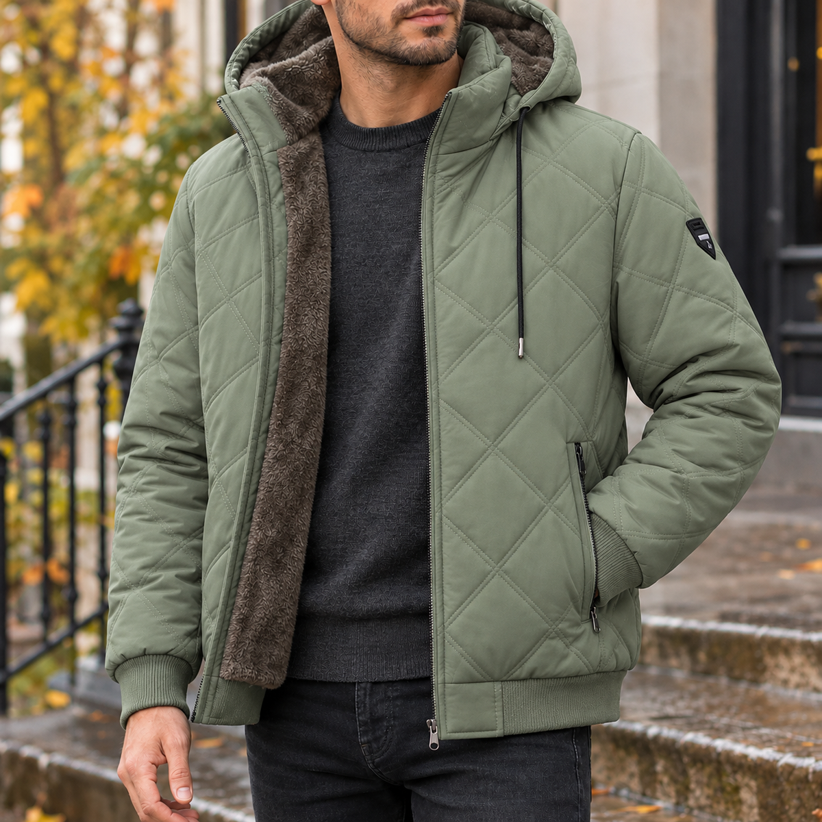 Bartholomew Quilted Jacket - Army Green
