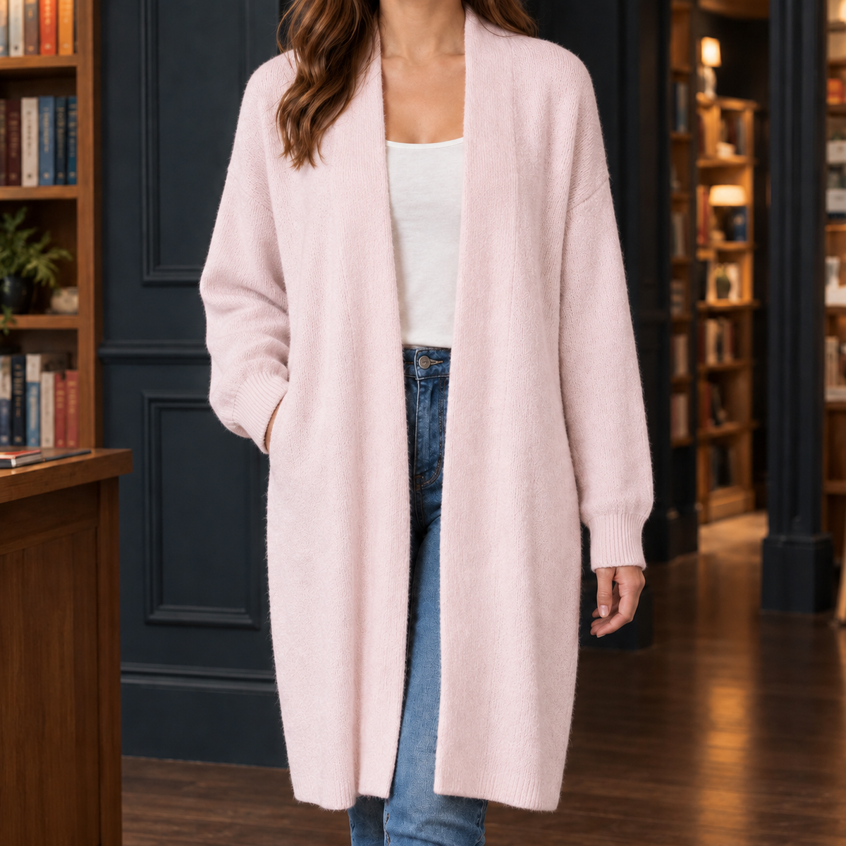 Natalie Longline Cardigan - Pink
