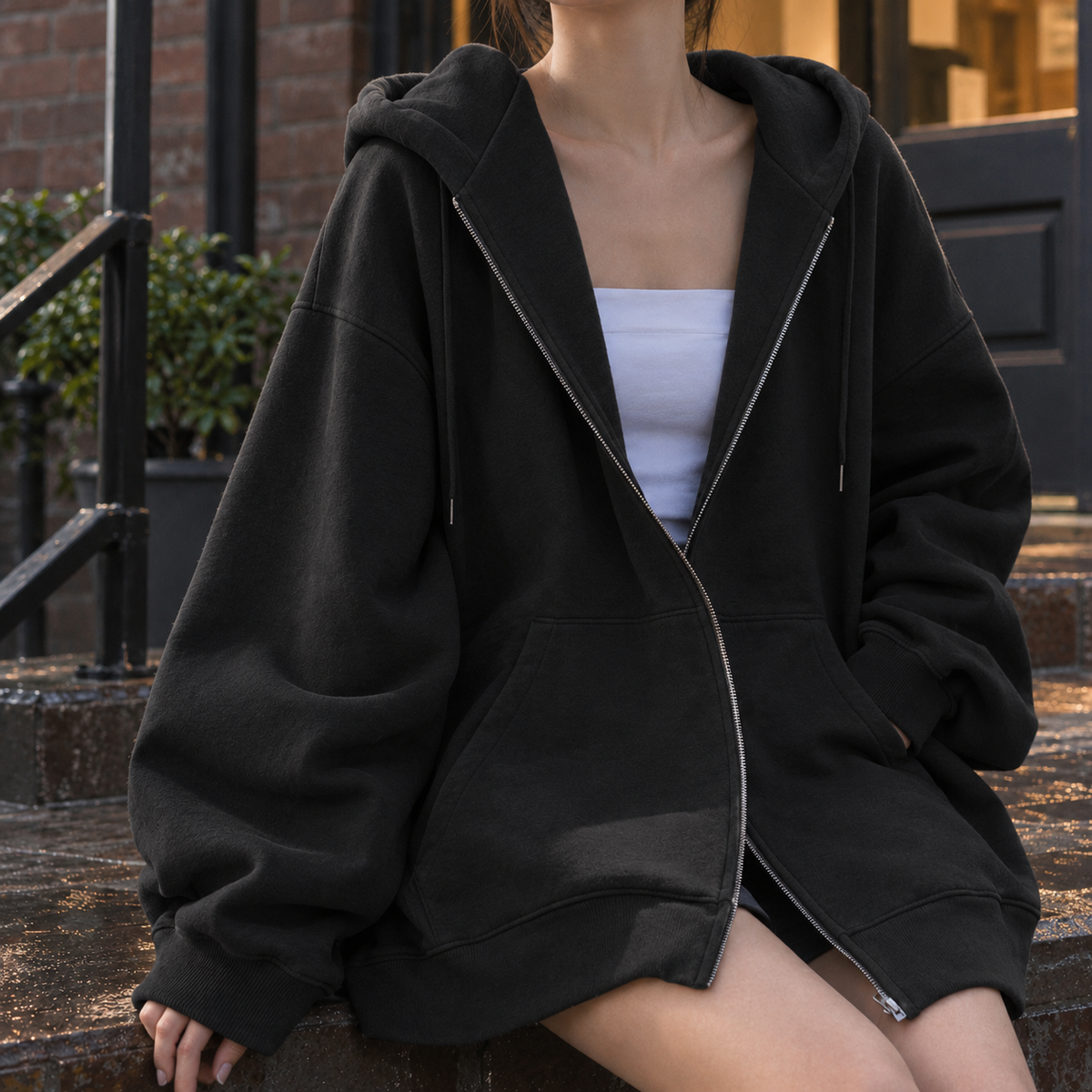 Aline-Skye Oversized Hoodie - Black