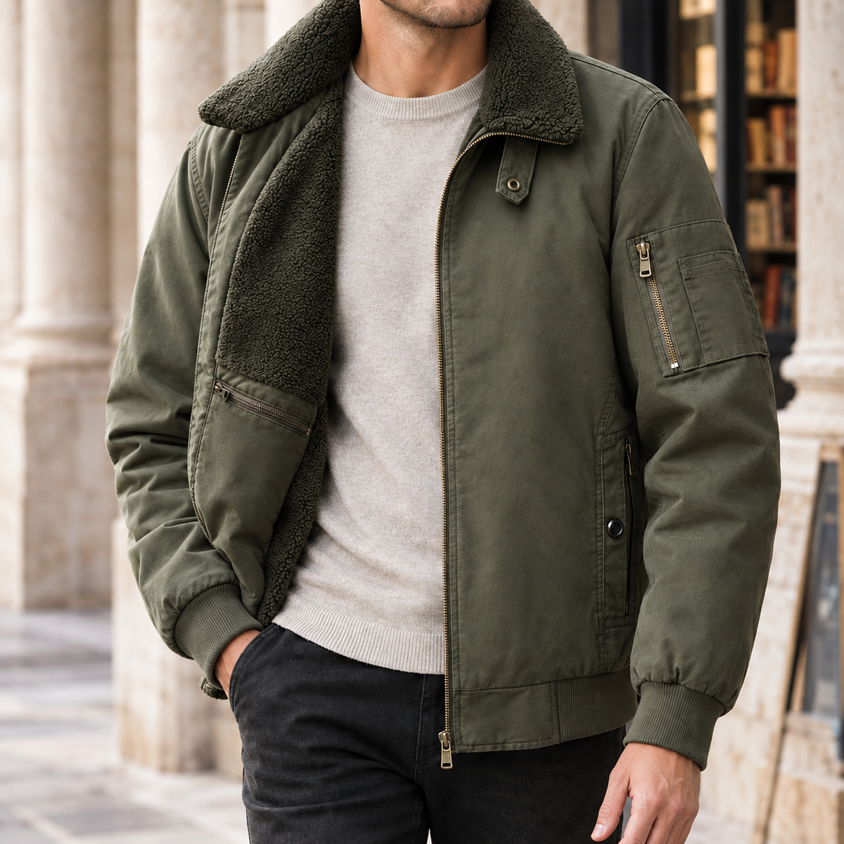 Philemon Pilot Jacket - Military Green