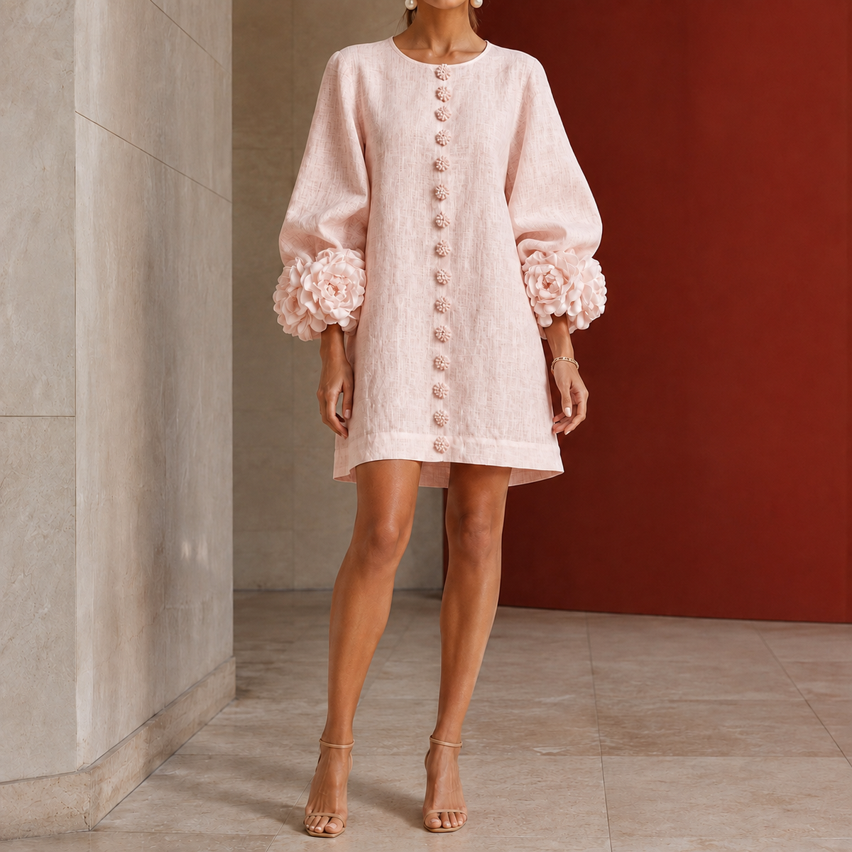 Freya-Claire Rosette Shift Dress - Pink