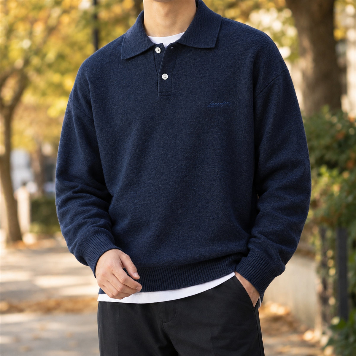 Rafferty Polo Sweater - Navy Blue