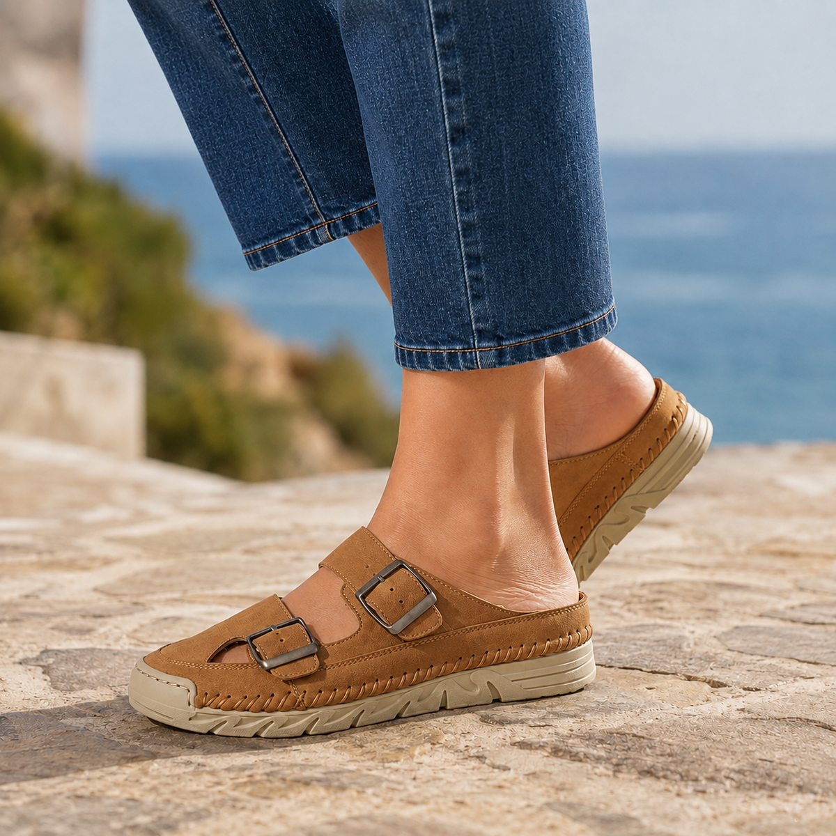 Cecconi Buckle Sandals - Khaki
